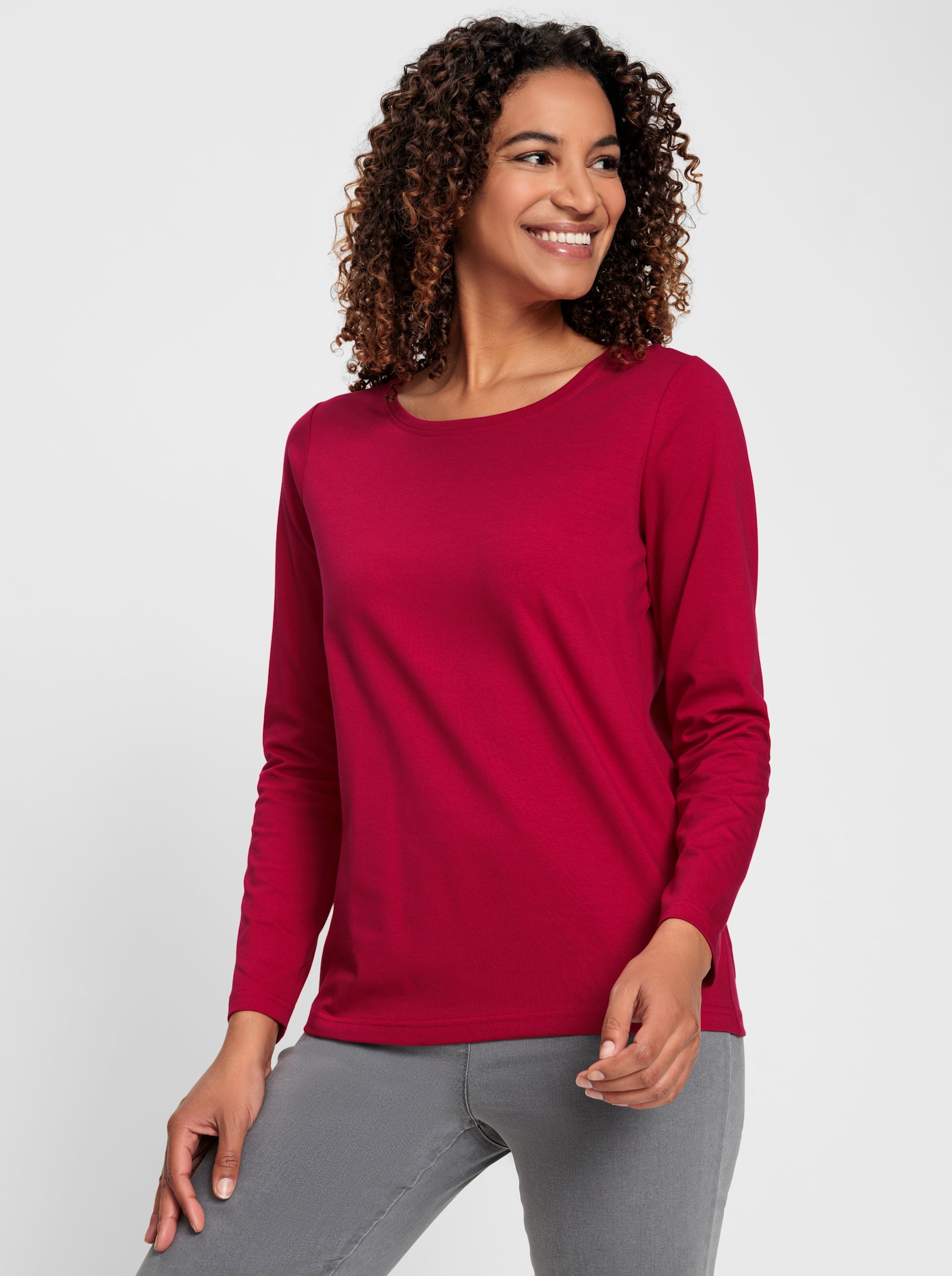 Shirt met ronde hals en gecertificeerd katoen - rood