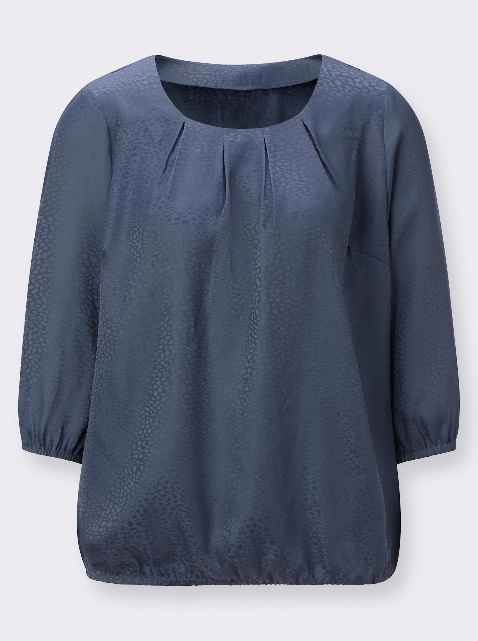 Comfortblouse in jacquarddessin - rookblauw