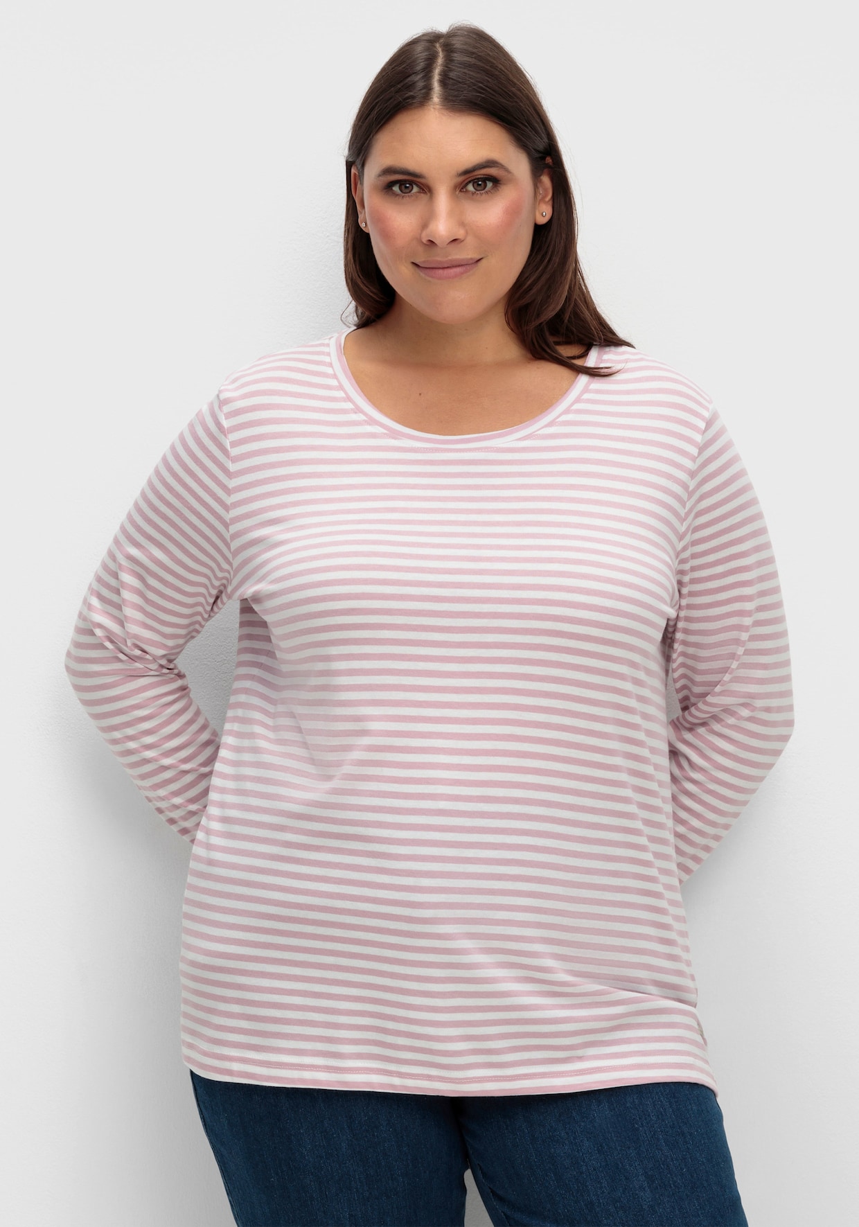Streifenshirt - rosé-ecru-geringelt