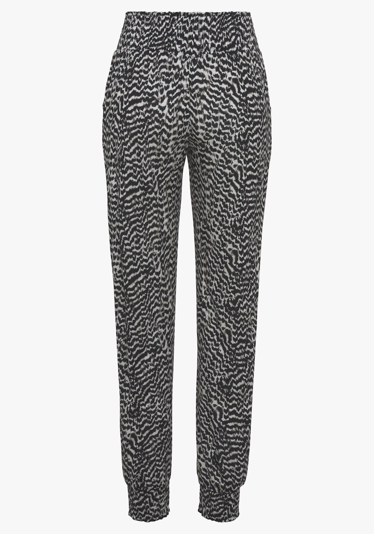 Vivance Pantalon en jersey - noir-blanc imprimé