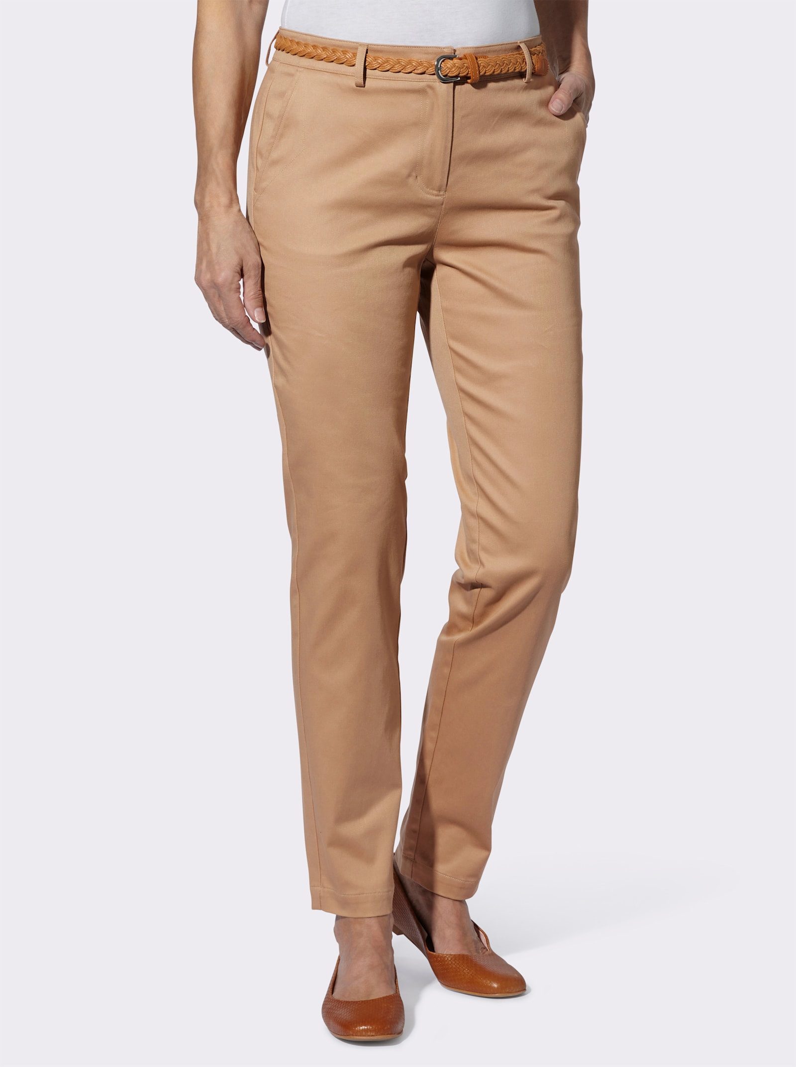 Chinobroek inclusief ceintuur - camel