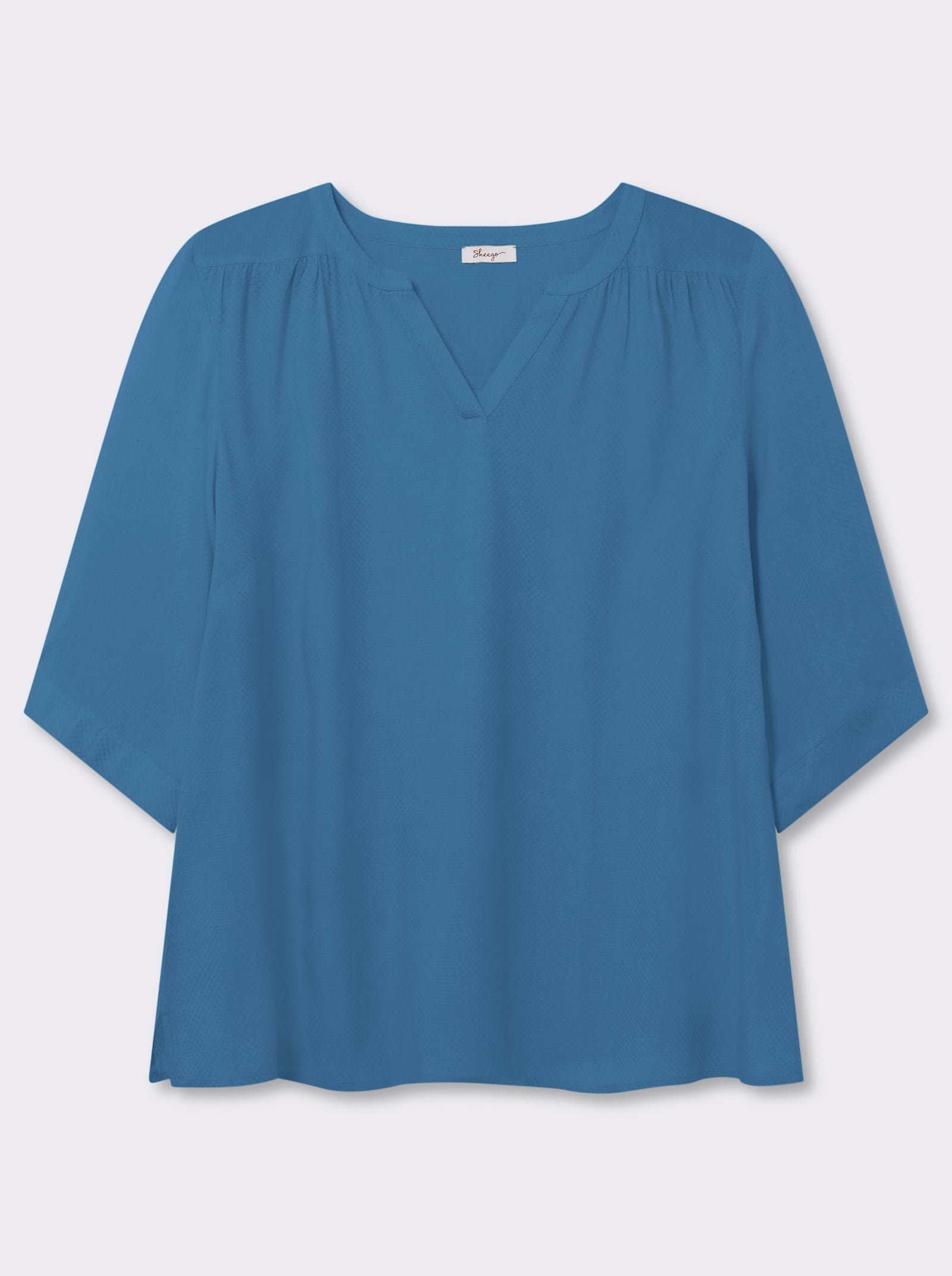 sheego Tunika mit Rundhalsausschnitt und V-Schlitz - topas