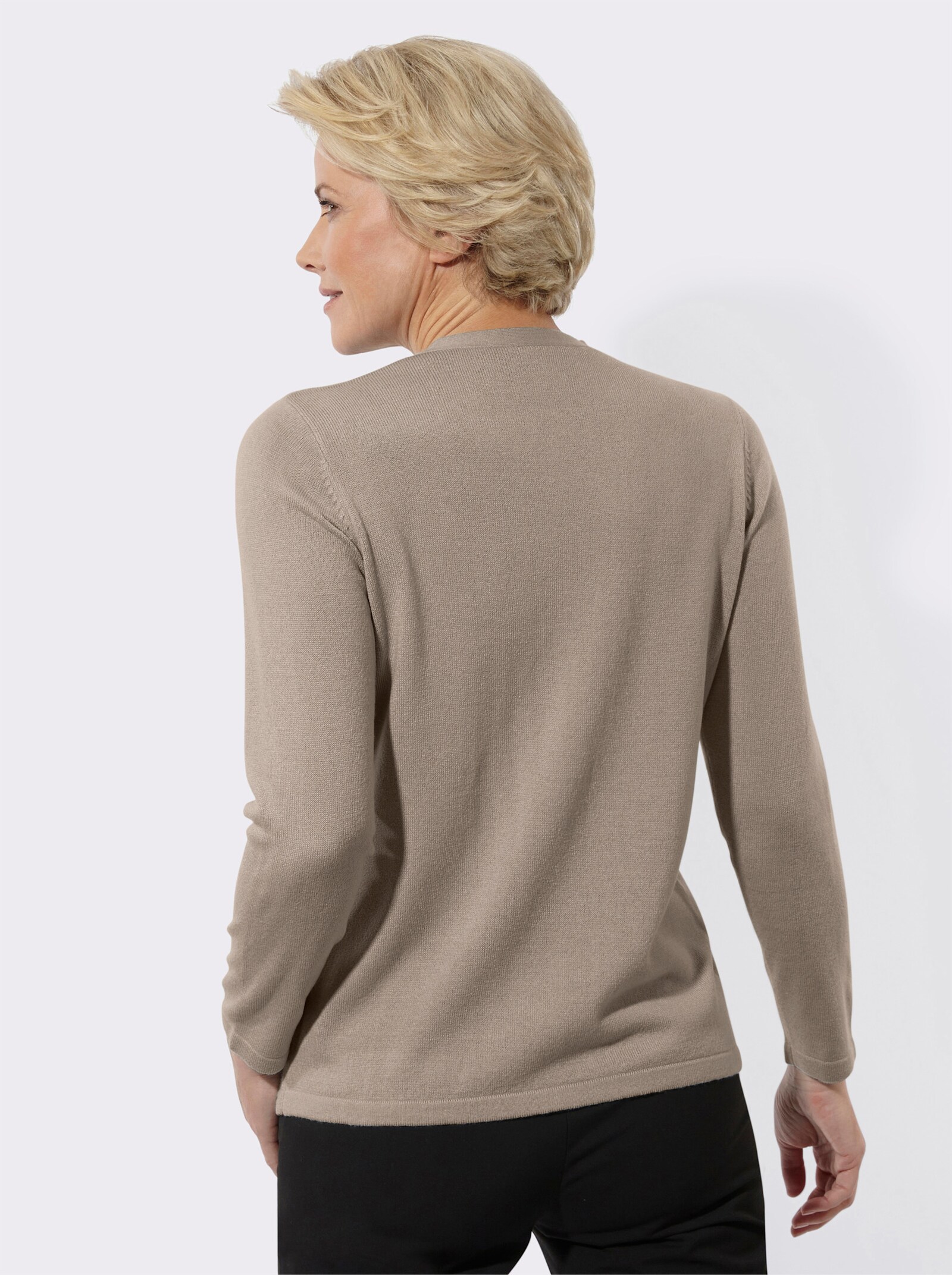 2-in-1-Pullover mit Ajourmuster - sesam