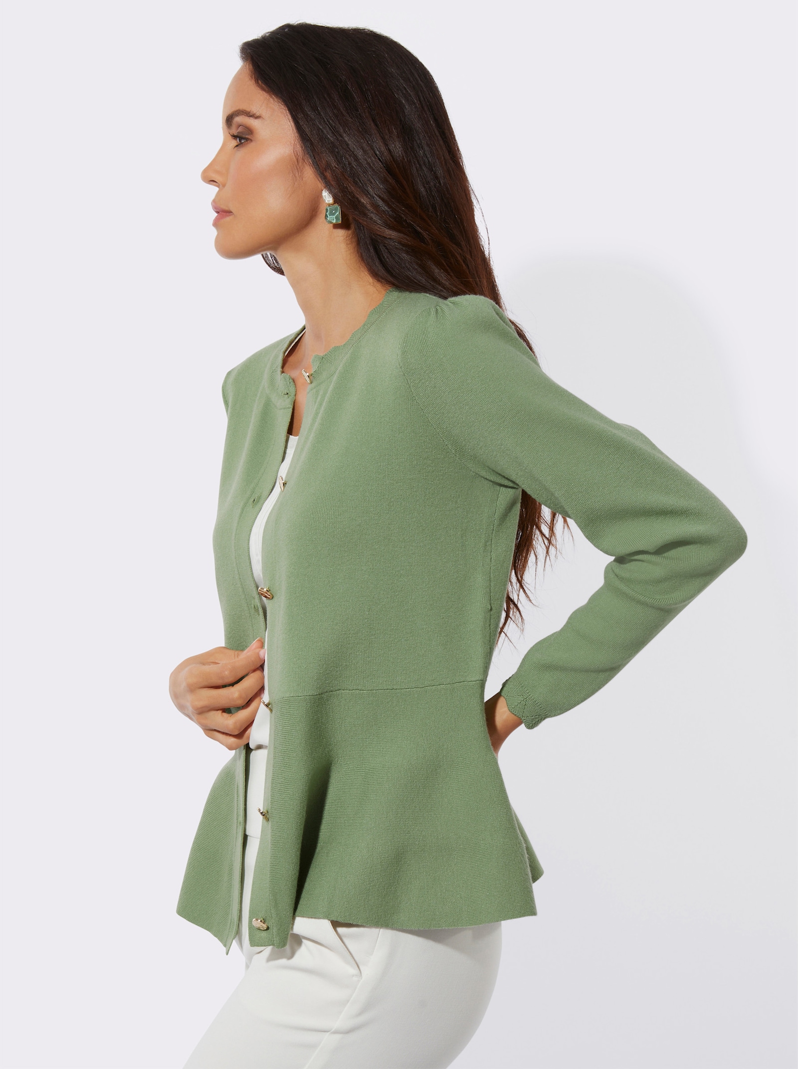 Strickjacke mit 50% Polyamid - eucalyptus