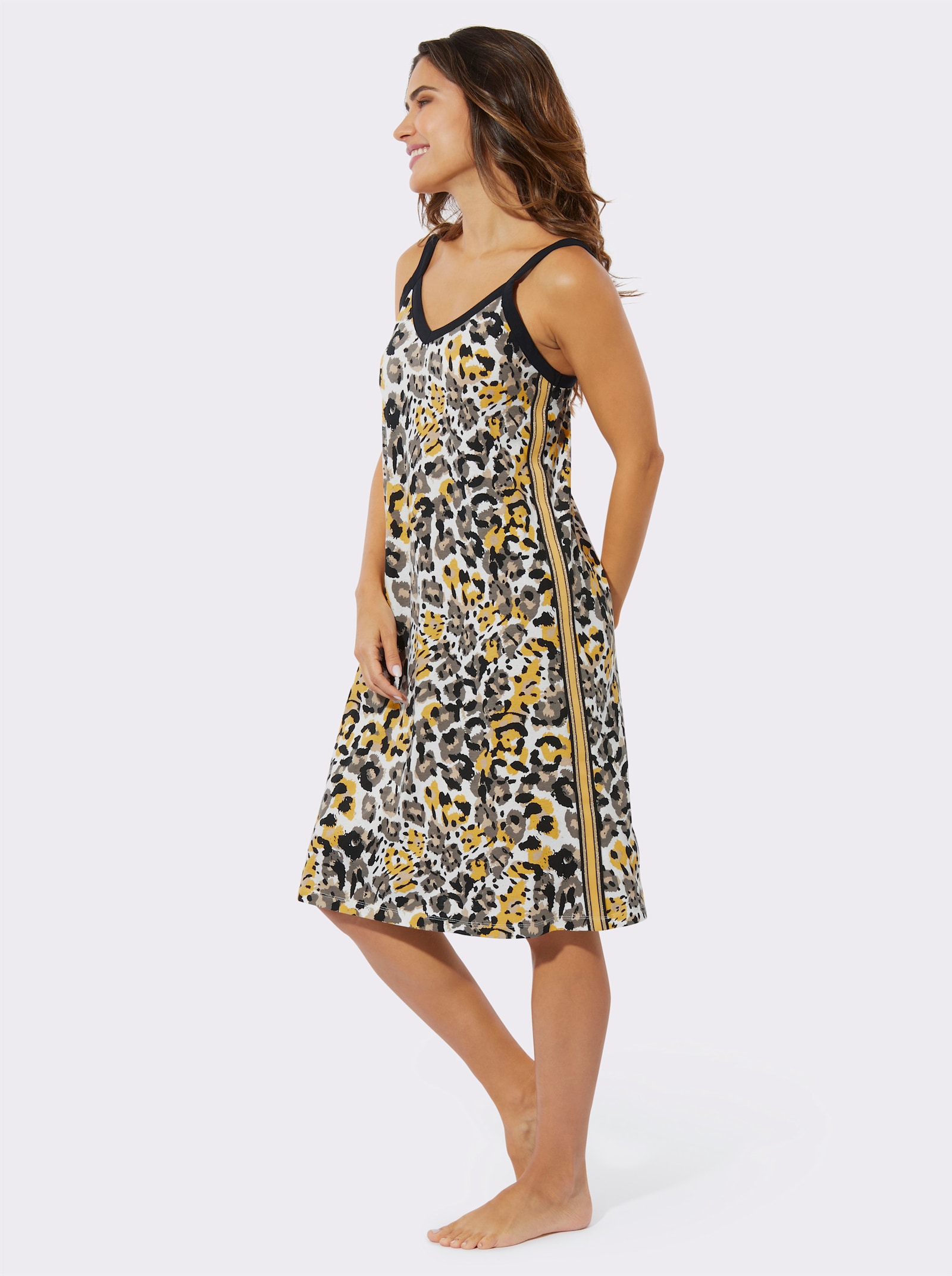 Nachthemd met luipaardprint - ecru geprint