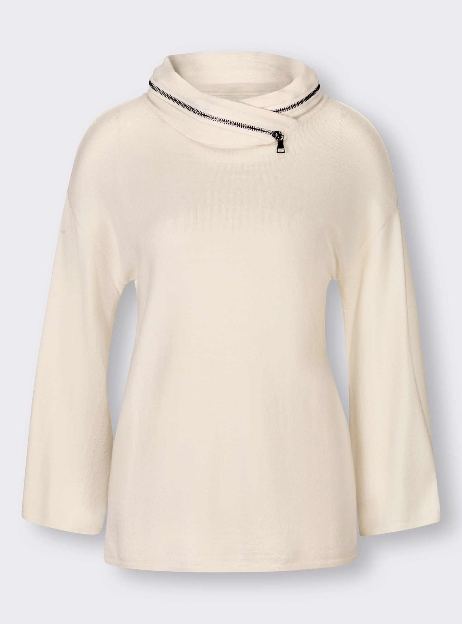 Stehkragenpullover mit Zipper-Detail - champagner