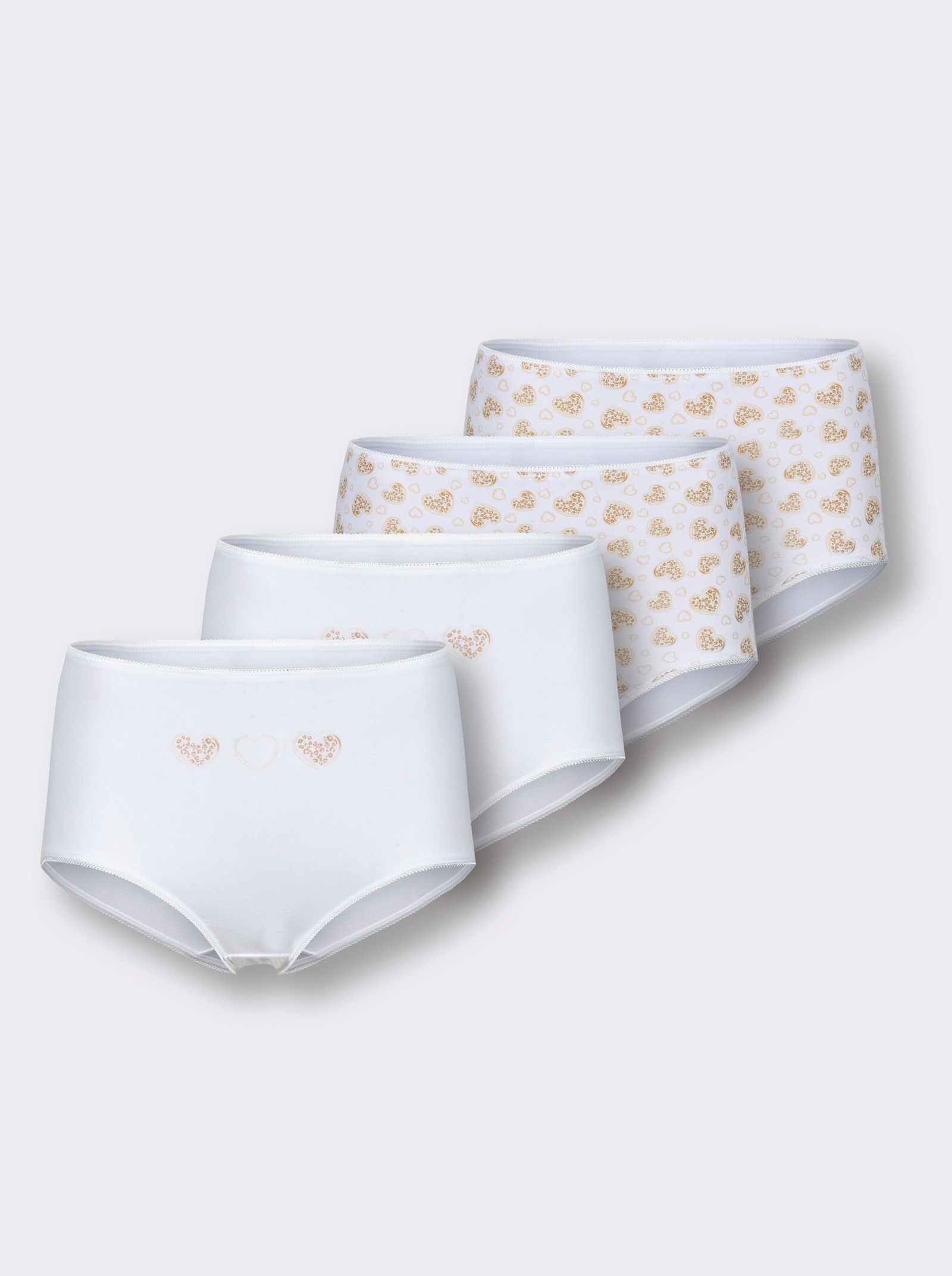 wäschepur Taillenslip im 4er-Pack - weiß-bedruckt + weiß