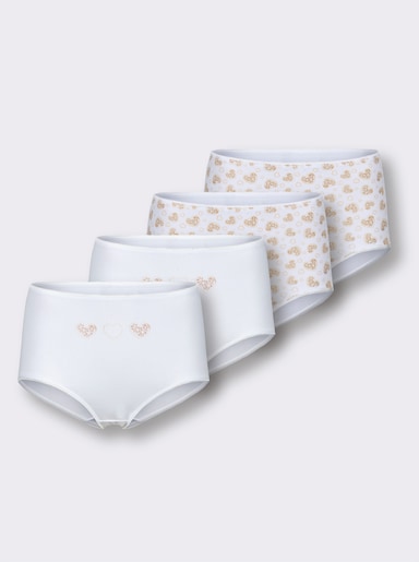 wäschepur Taillenslip im 4er-Pack - weiß-bedruckt + weiß