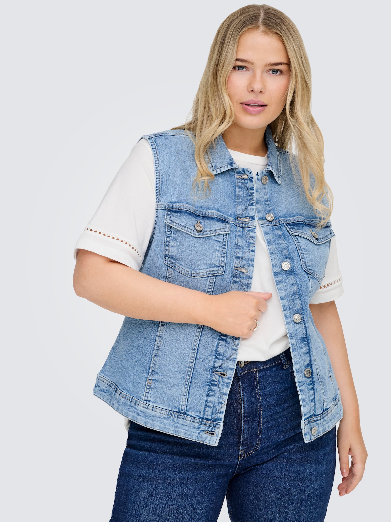 ONLY CARMAKOMA Jeansweste - light blue denim