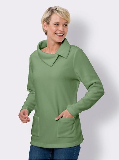 Fleeceshirt mit asymmetrischem Kragen - eucalyptus