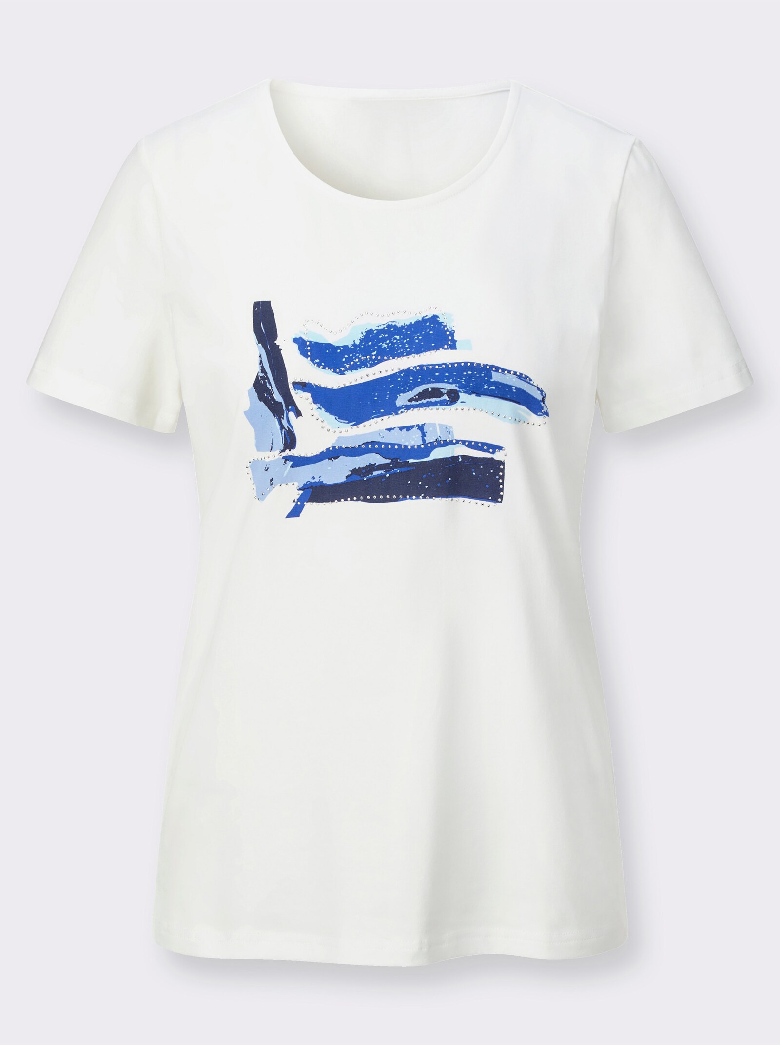 Rundhalsshirt mit platziertem Druck - ecru