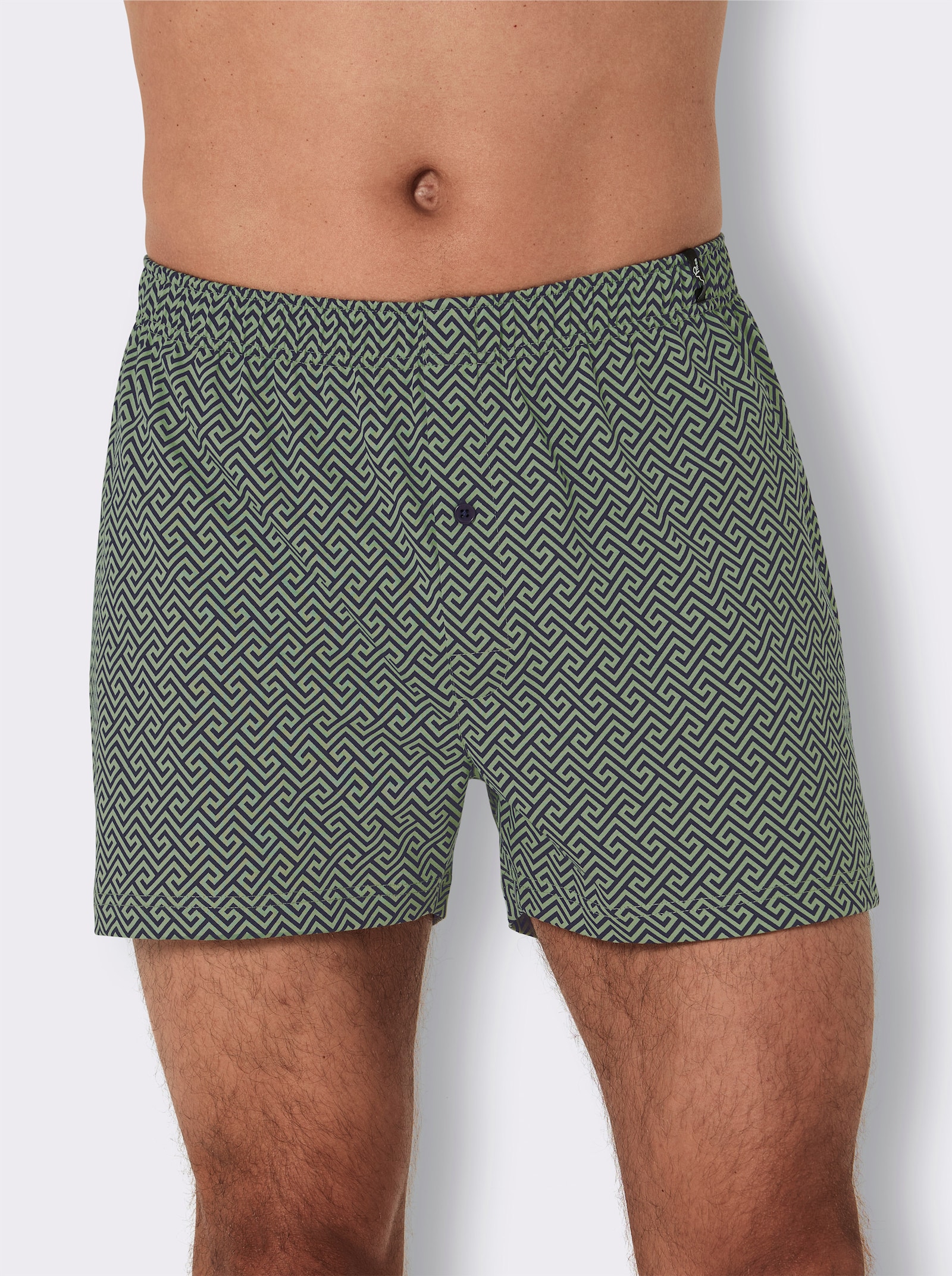 wäschepur men Boxershorts - marine-eucalyptus-bedruckt + marine + eucalyptus