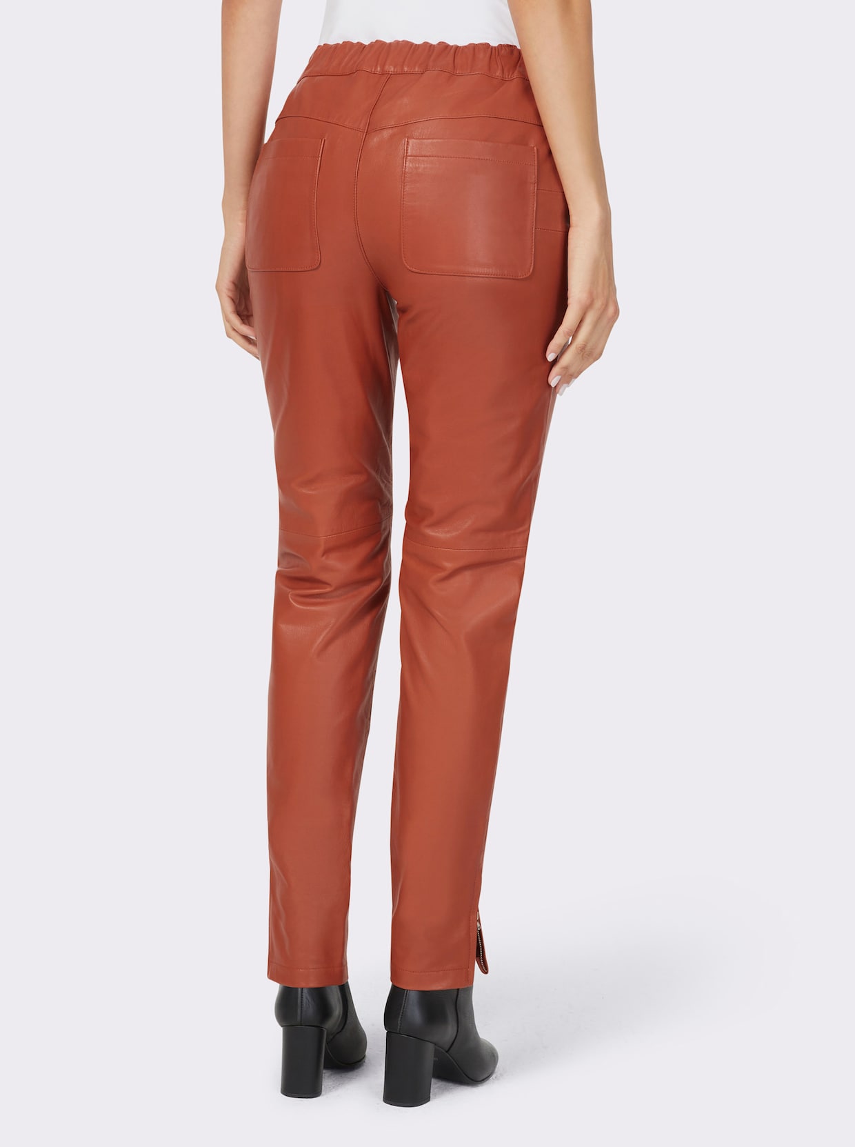 heine Pantalon en cuir - rouille