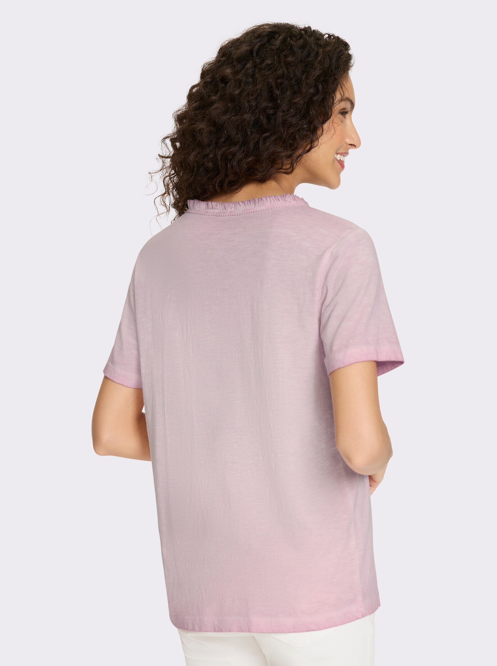 heine V-Shirt aus Flammgarn - rosenholz