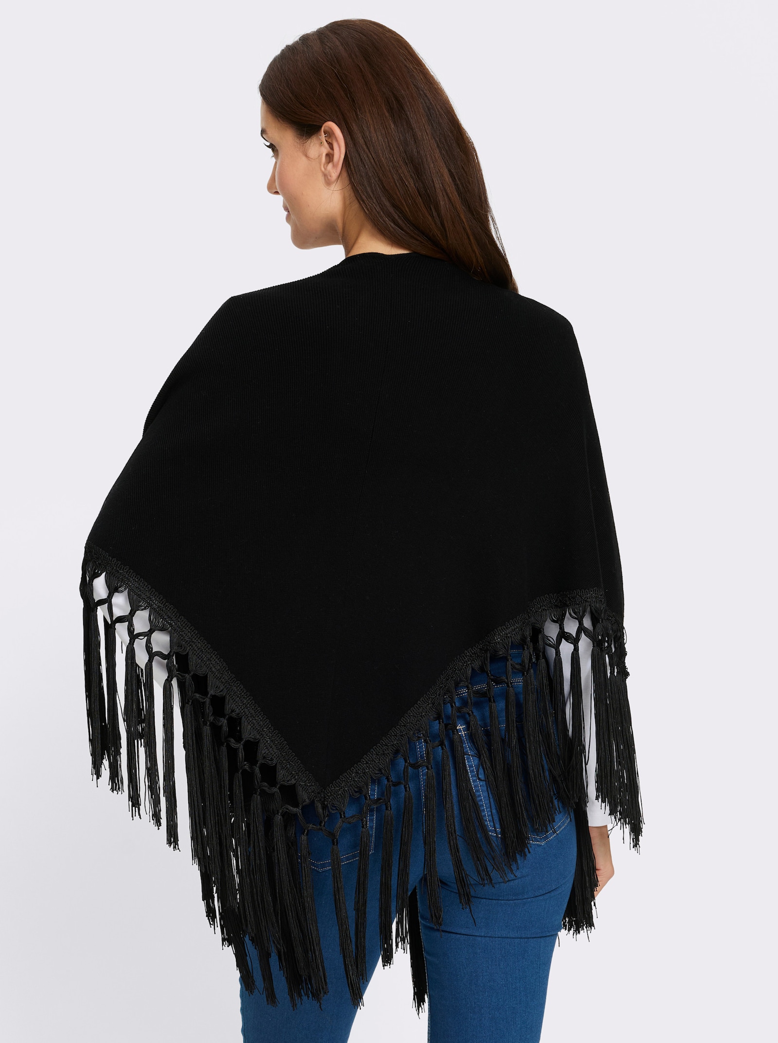 heine Cape avec franges - noir