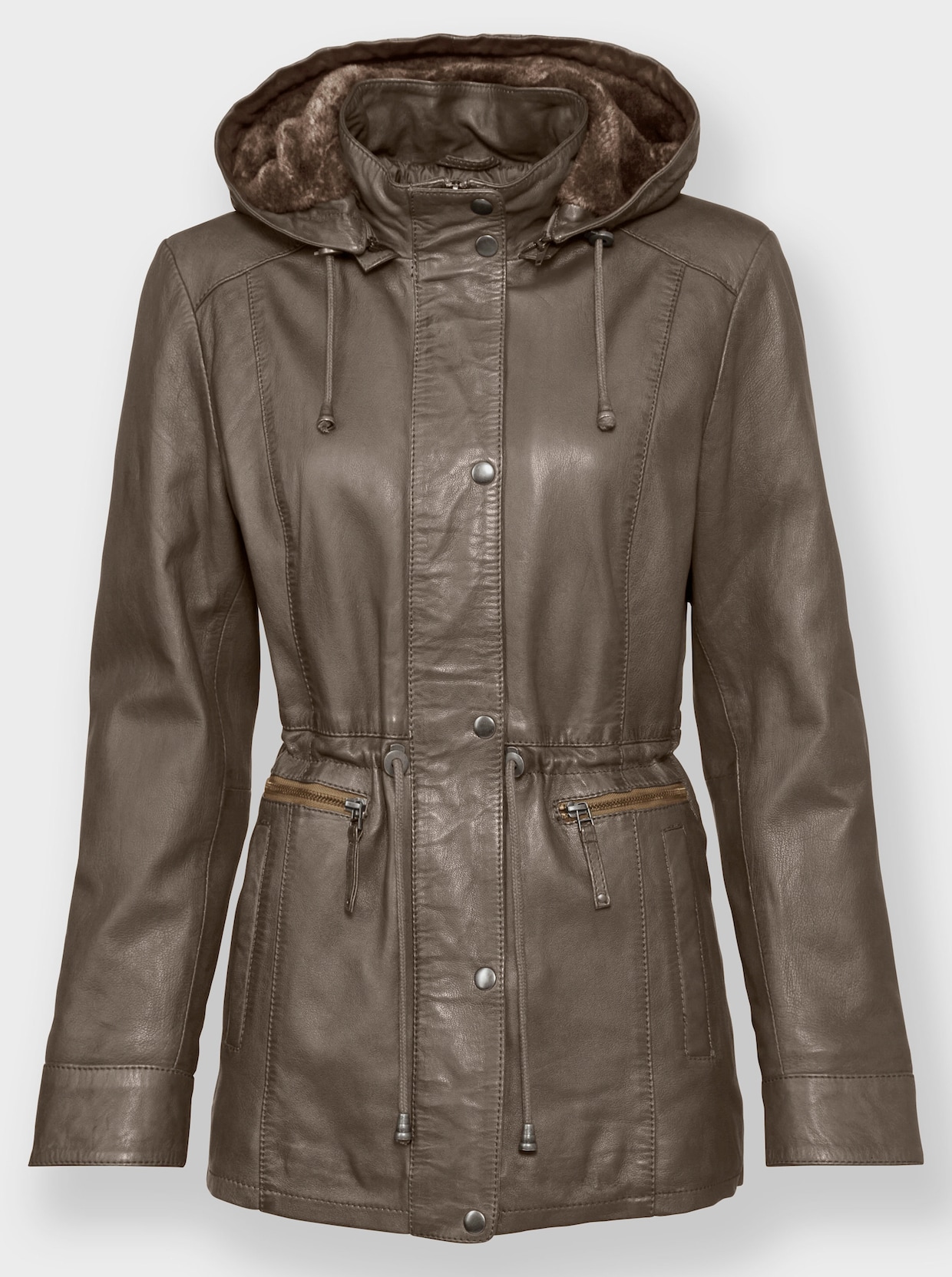 Mainpol Leder-Jacke - taupe