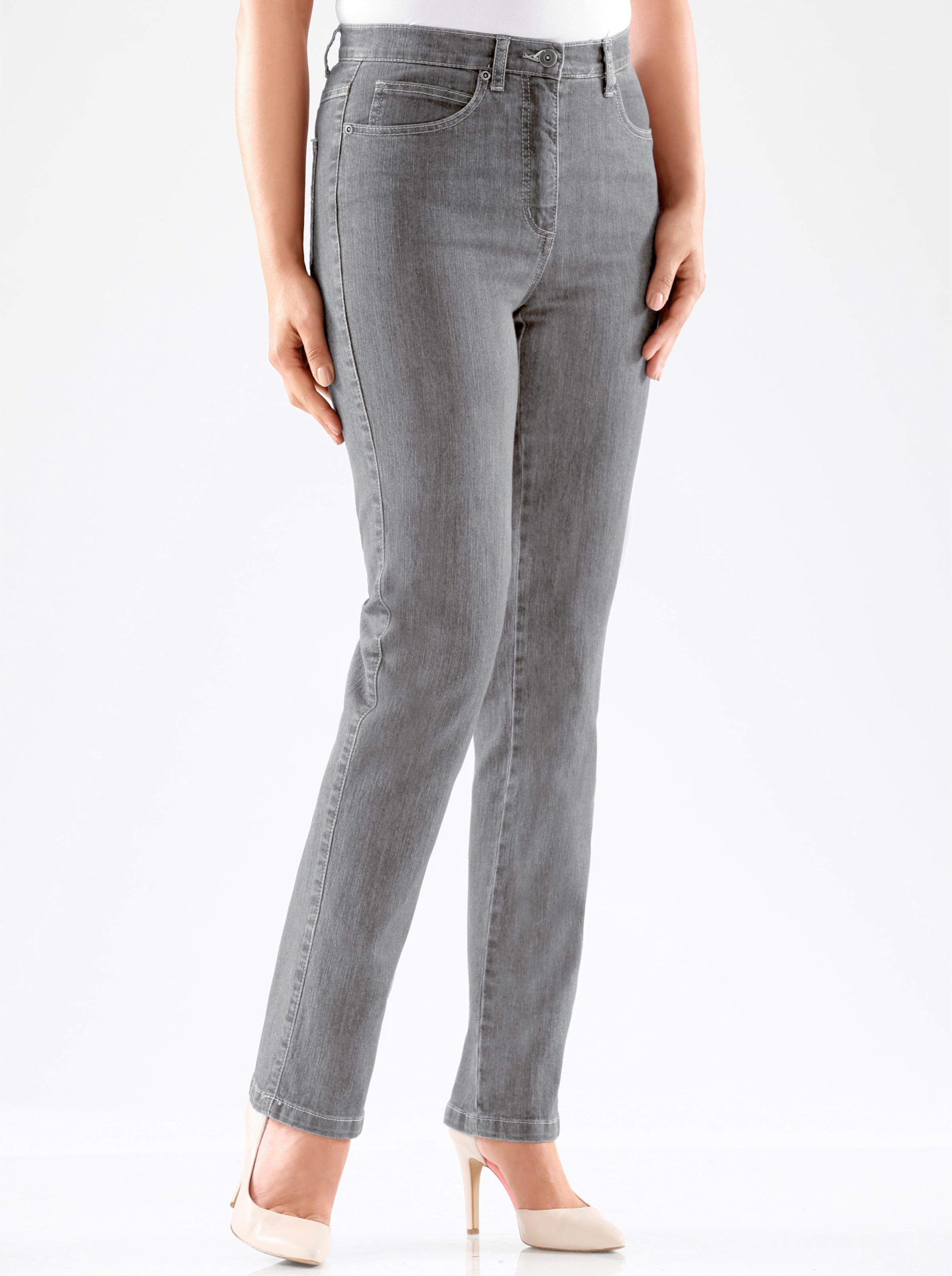 Witt Damen 5-Pocket-Jeans, grey-denim