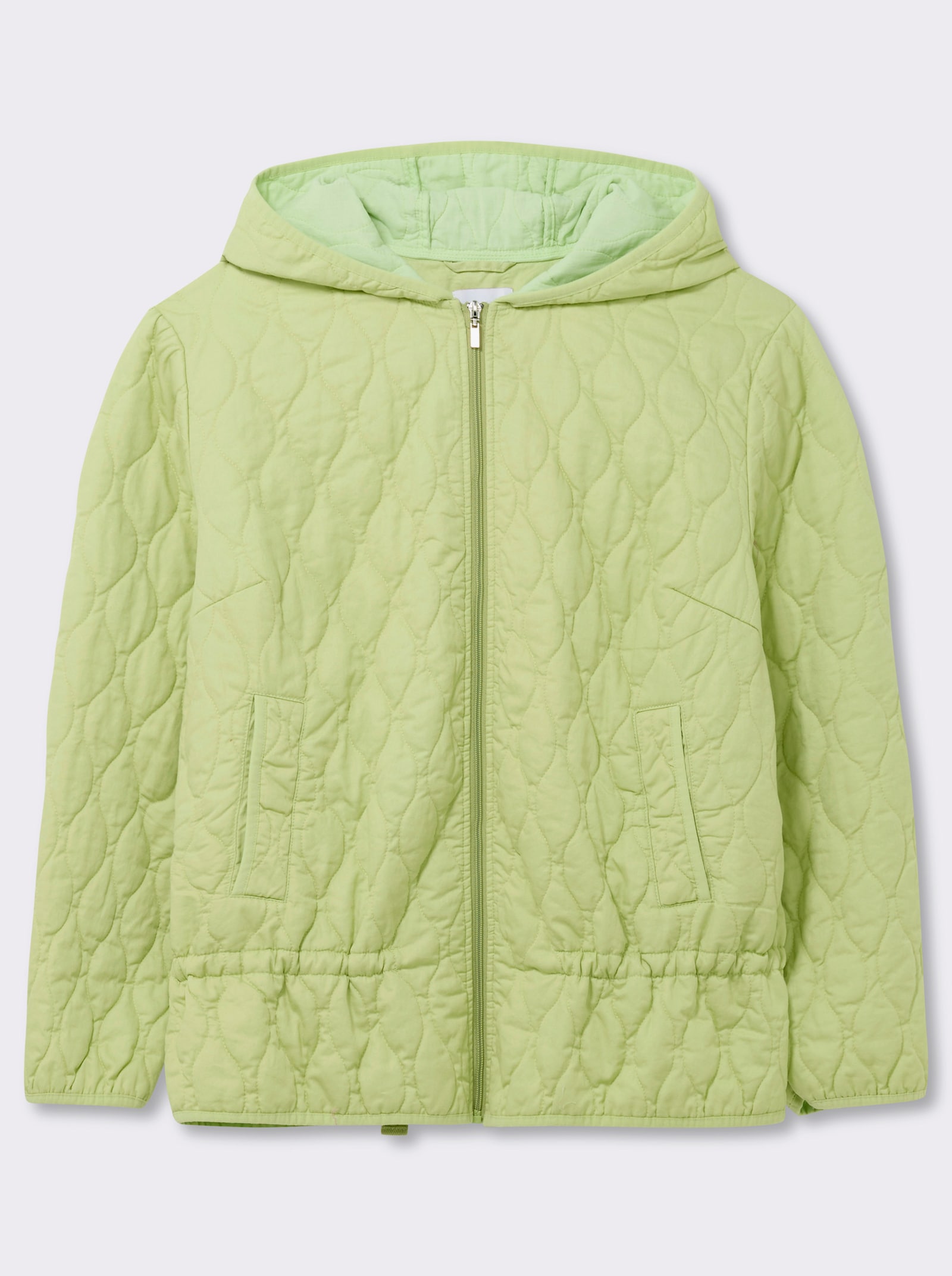 sheego Steppjacke mit Kapuze und Kordelzug - pistazie