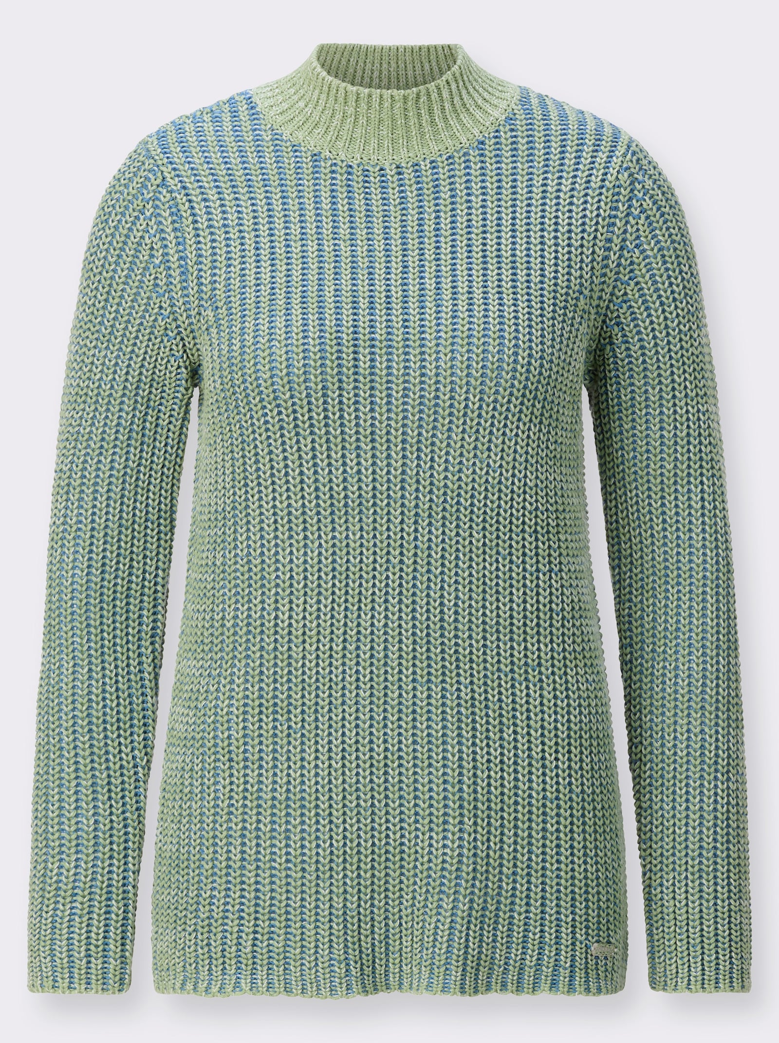 Stehkragenpullover aus Multicolour-Garn - eucalyptus-mittelblau