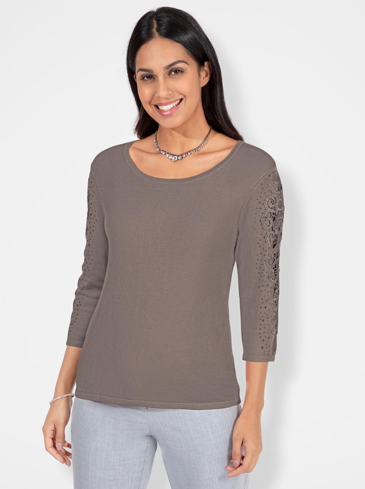 Strickpullover - taupe