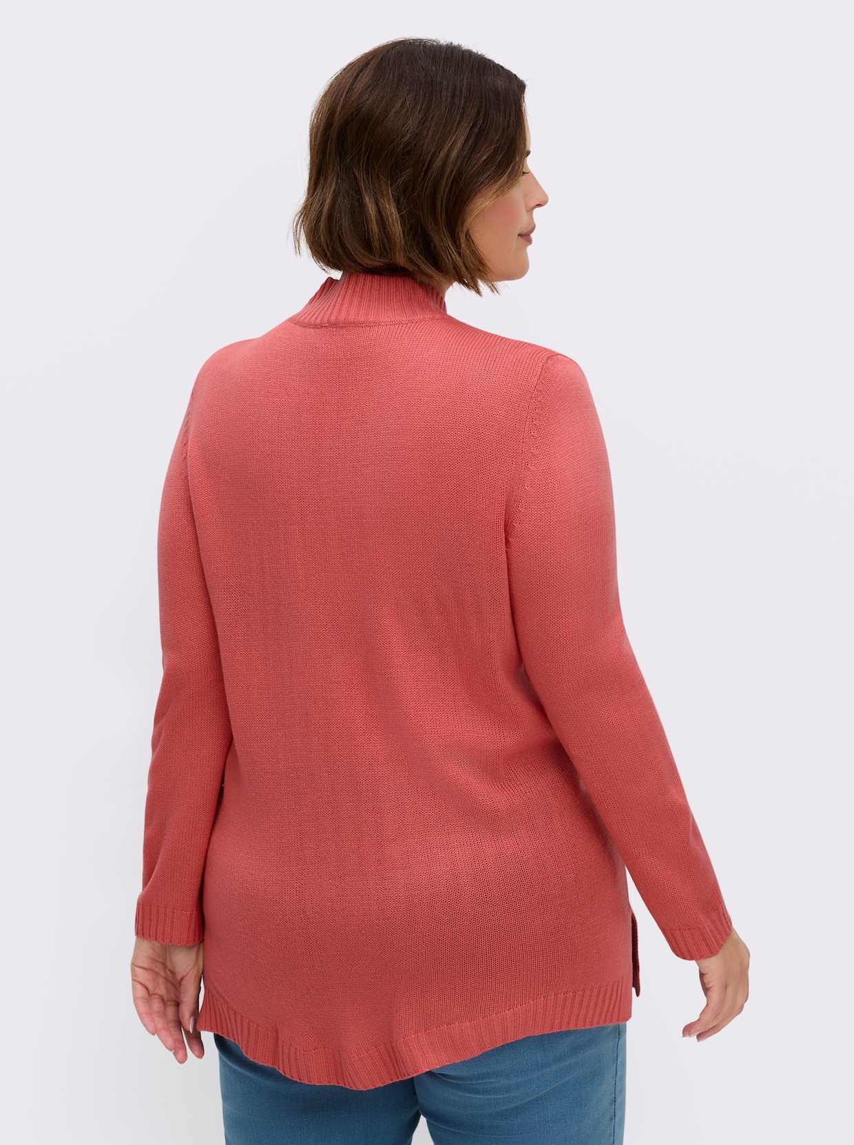 Longpullover mit Stehkragen - grapefruit