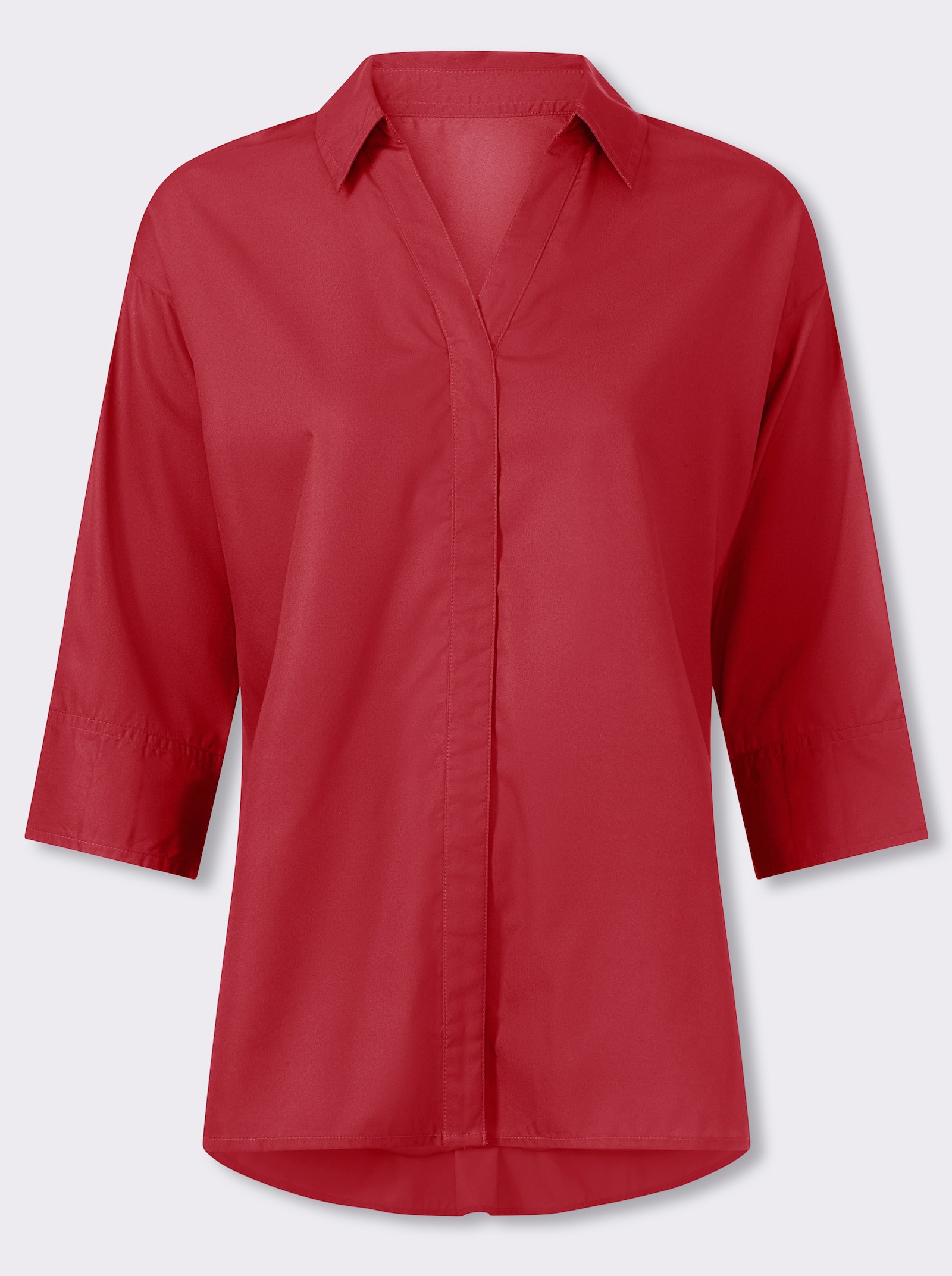 Longbluse mit Falte im Rückteil - erdbeere