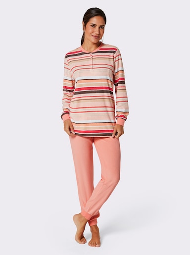 wäschepur Schlafanzug in 2 Qualitäten erhältlich - apricot-geringelt
