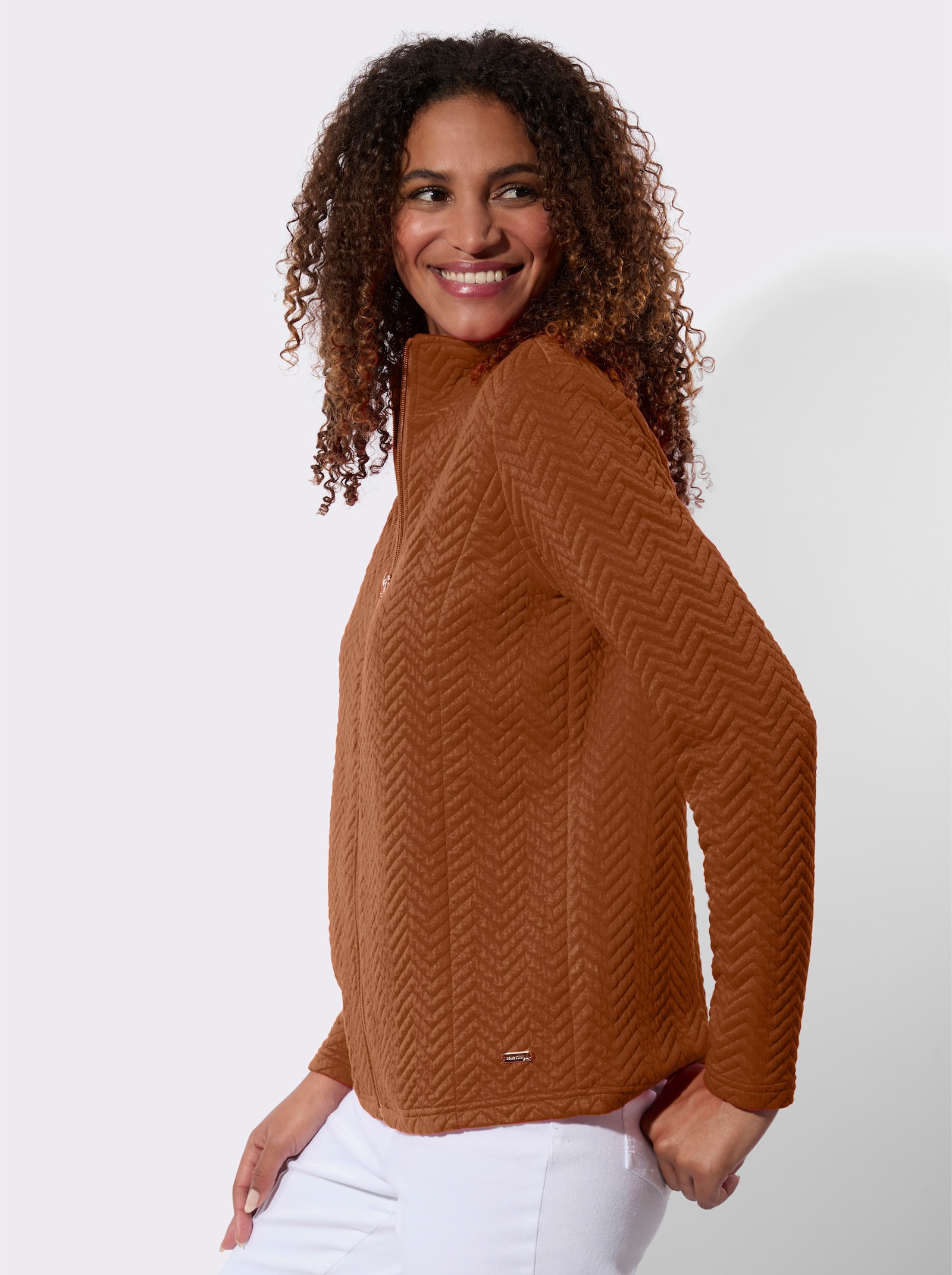 Shirtjacke mit Stehkragen - cognac