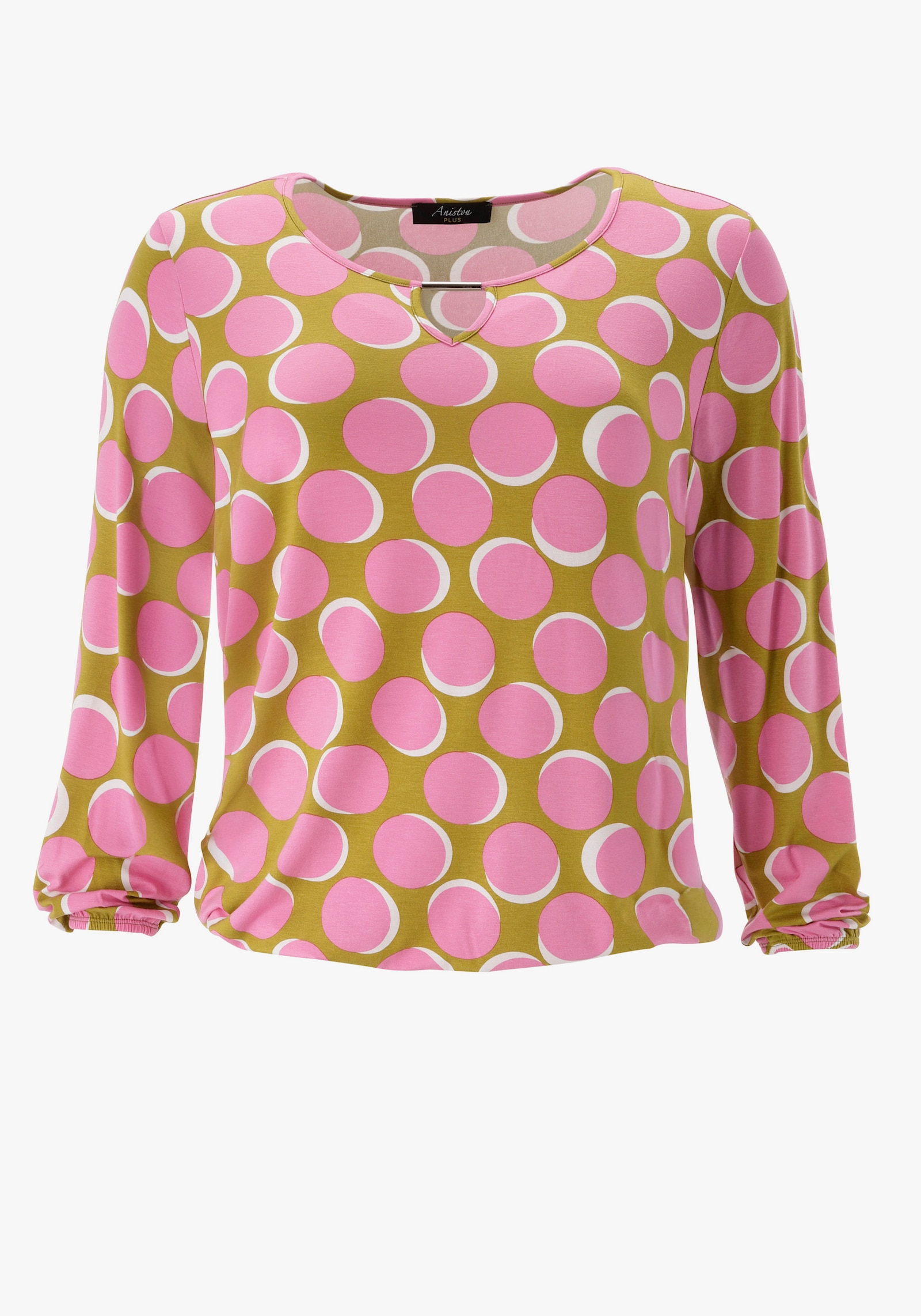 Aniston PLUS Langarmshirt - rose-grün-weiß