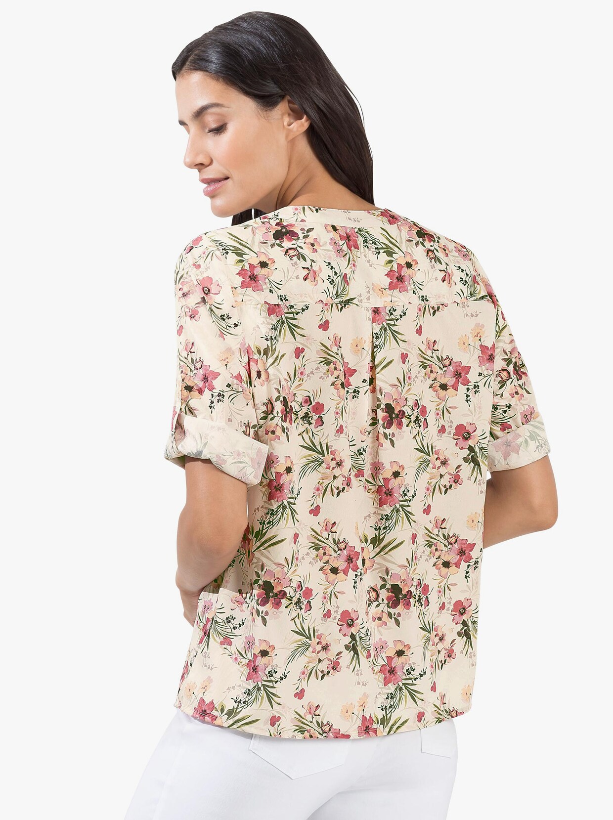 Comfortabele blouse - ecru geprint