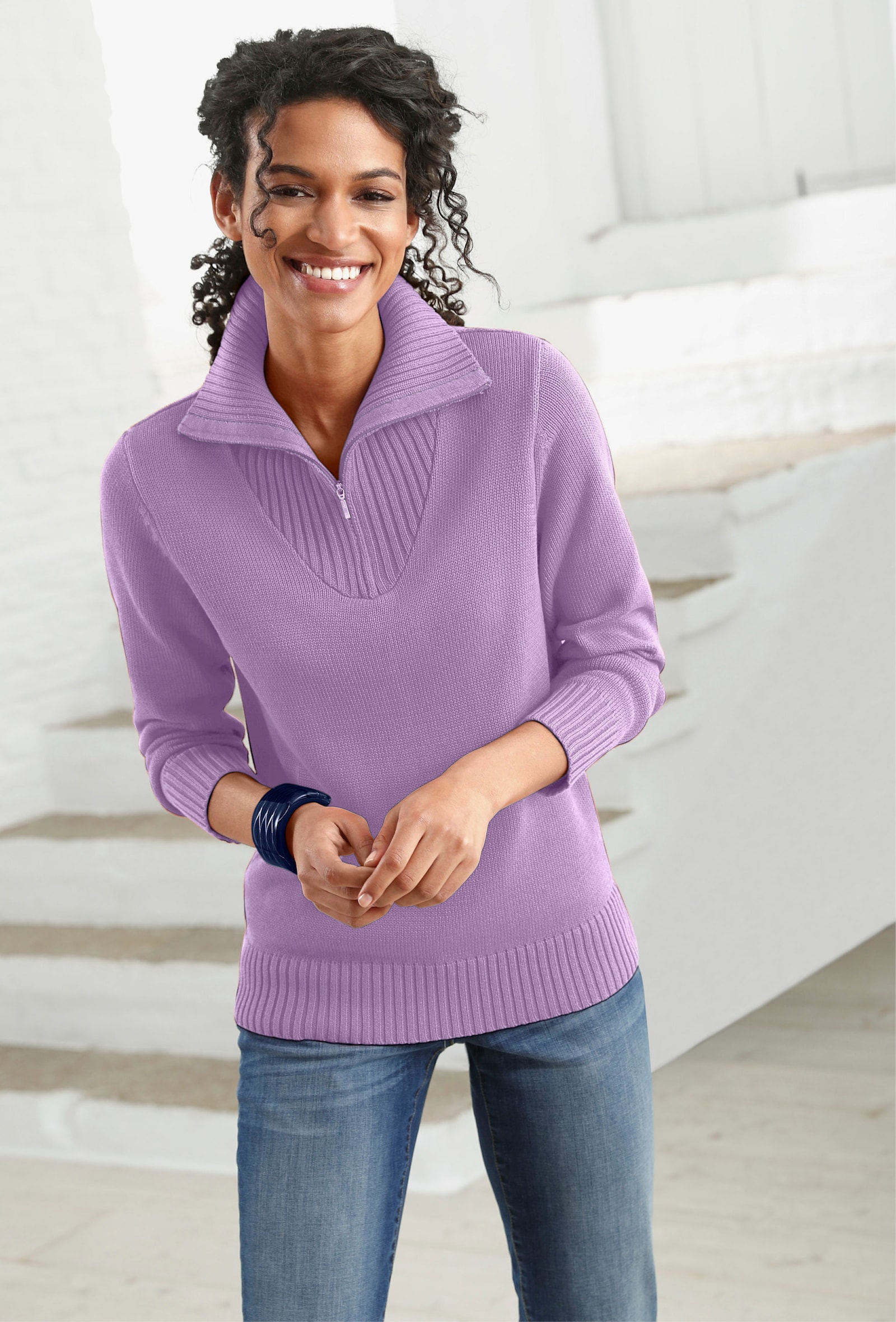 Troyer mit breiten Rippabschlüssen - flieder