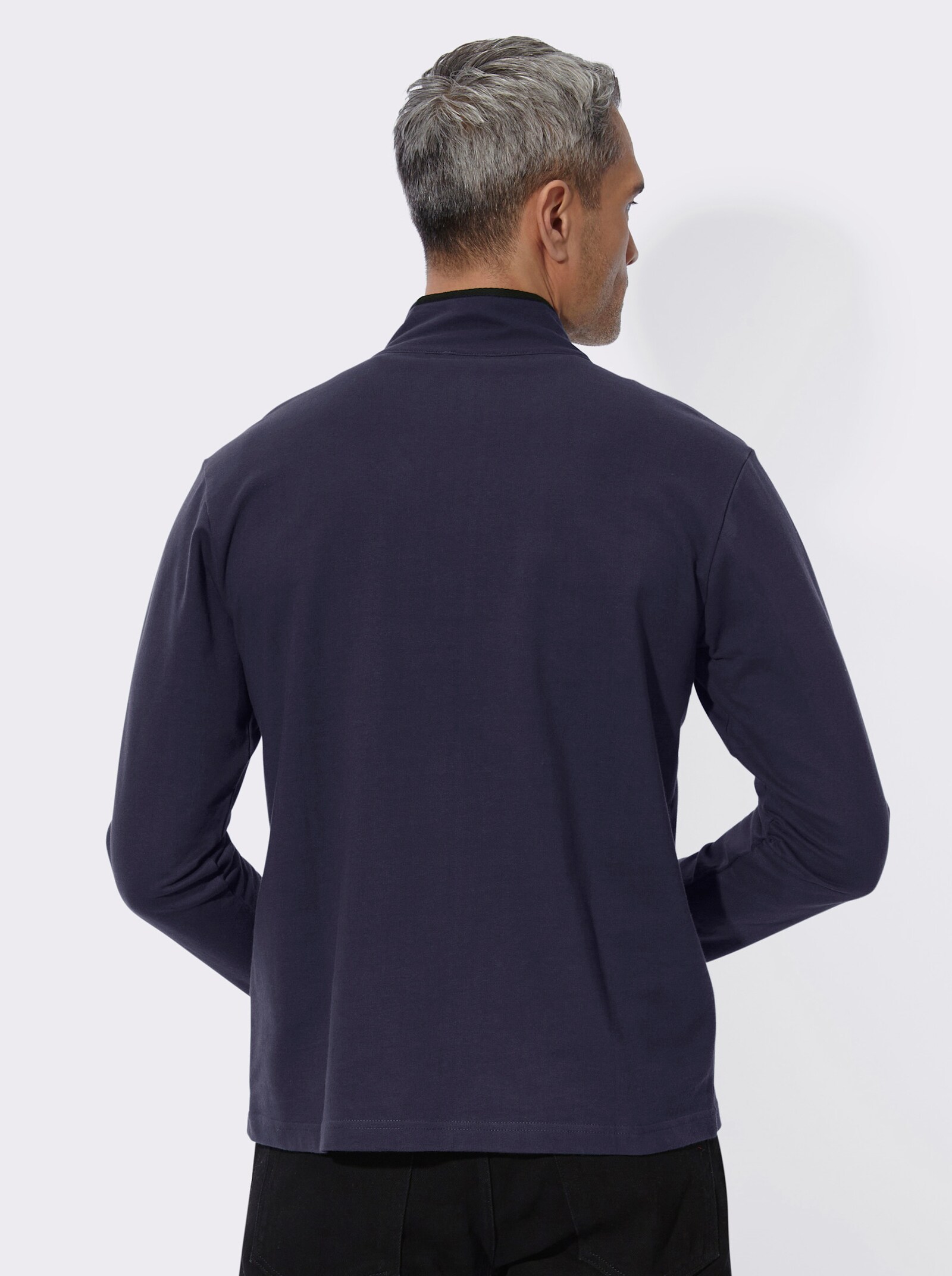 Sweatshirt mit Stehkragen - marine-ocker