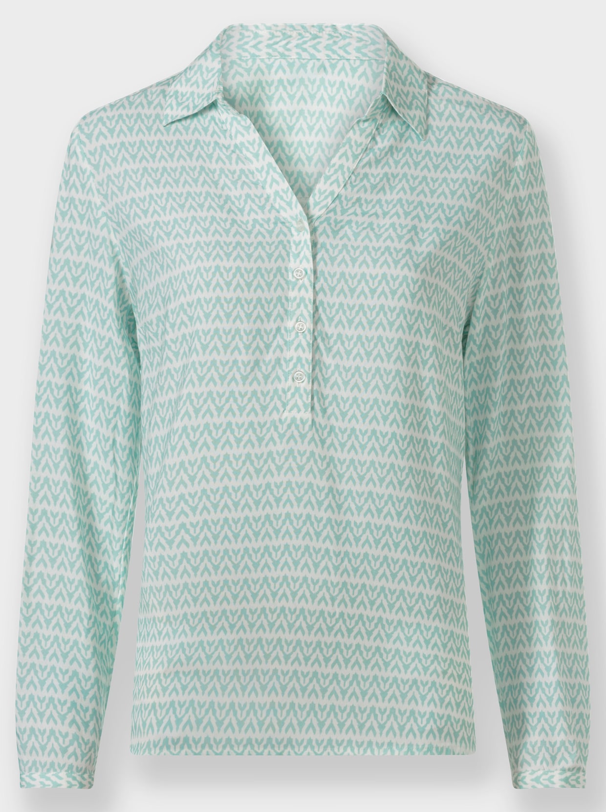 Langarm-Bluse - kalkmint-ecru-bedruckt