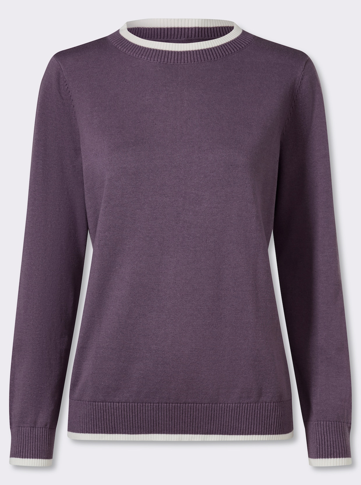 Langarm-Pullover in Baumwoll-Qualität - feige-ecru