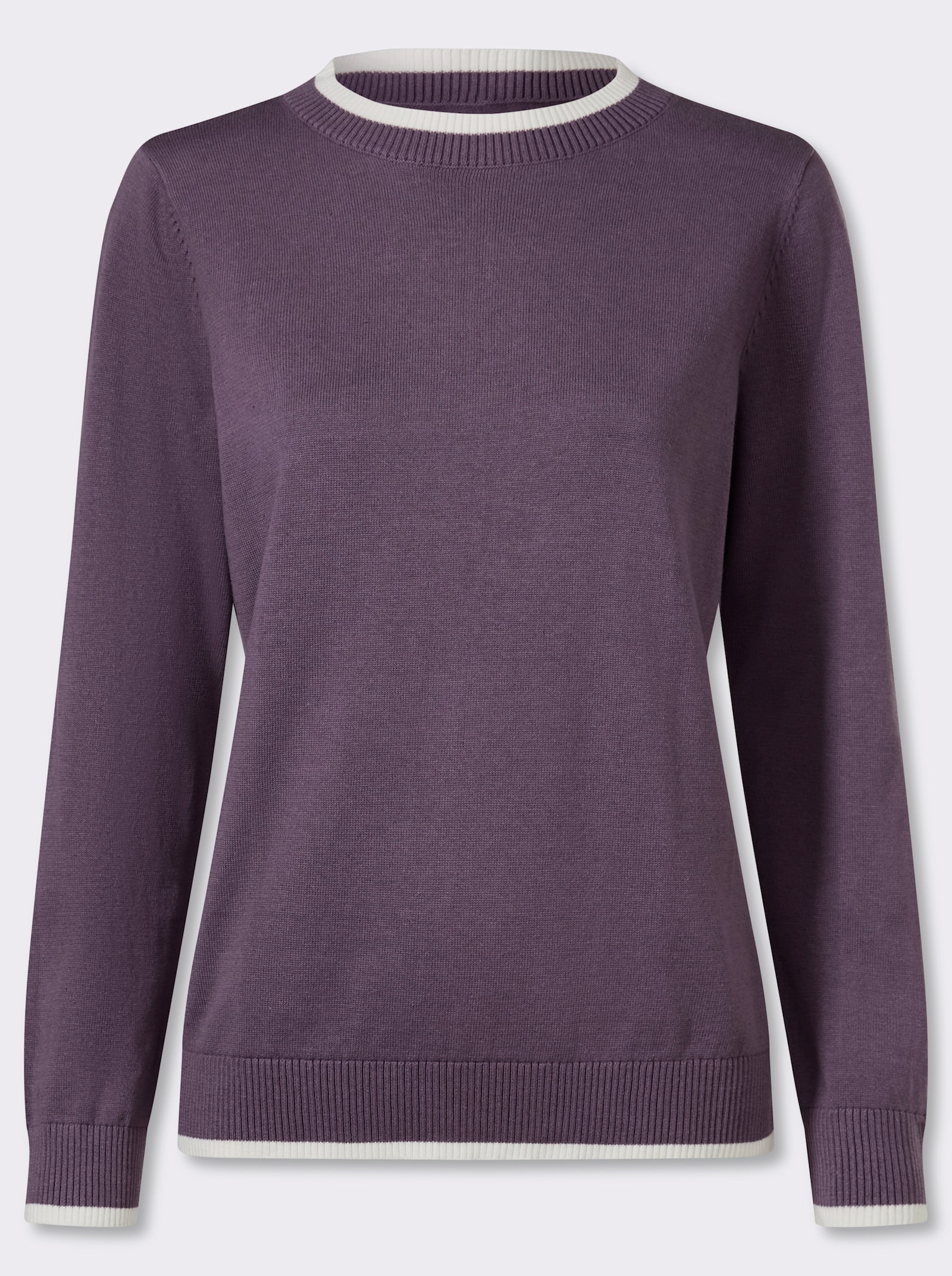 Langarm-Pullover in Baumwoll-Qualität - feige-ecru