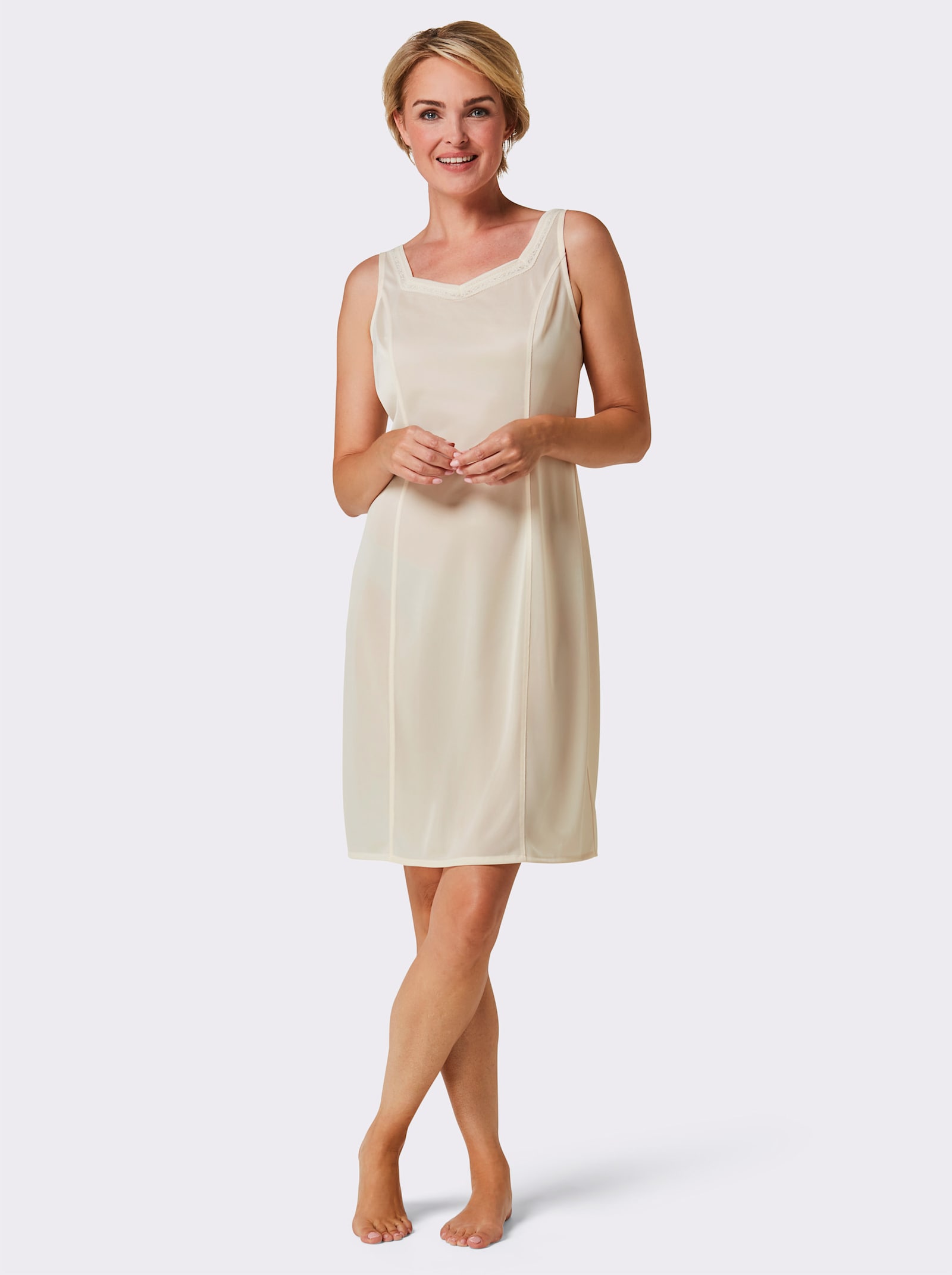 wäschepur Unterkleid mit Spitze am Ausschnitt - elfenbein