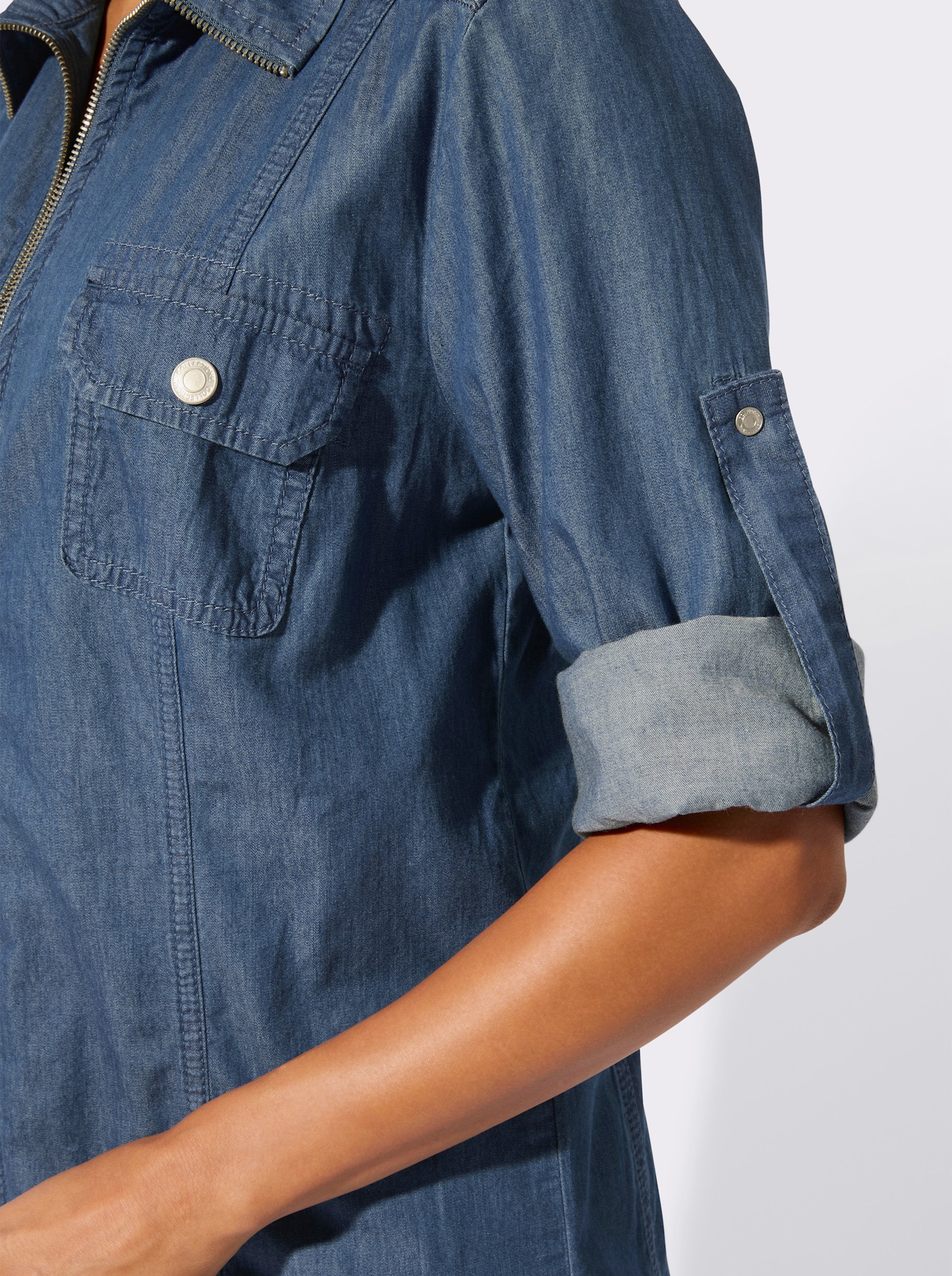 Blusenjacke mit Brust-Klappentaschen - blue-bleached