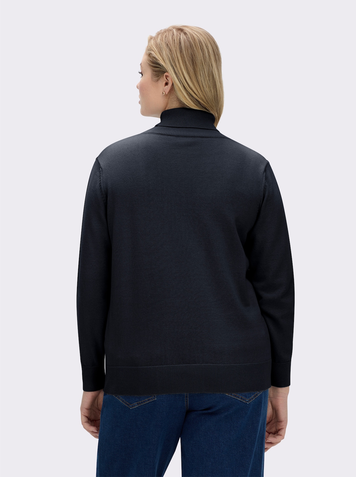 Rollkragenpullover aus reiner Baumwolle - marine