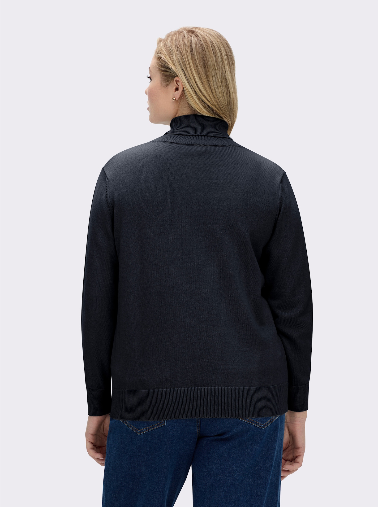Rollkragenpullover aus reiner Baumwolle - marine