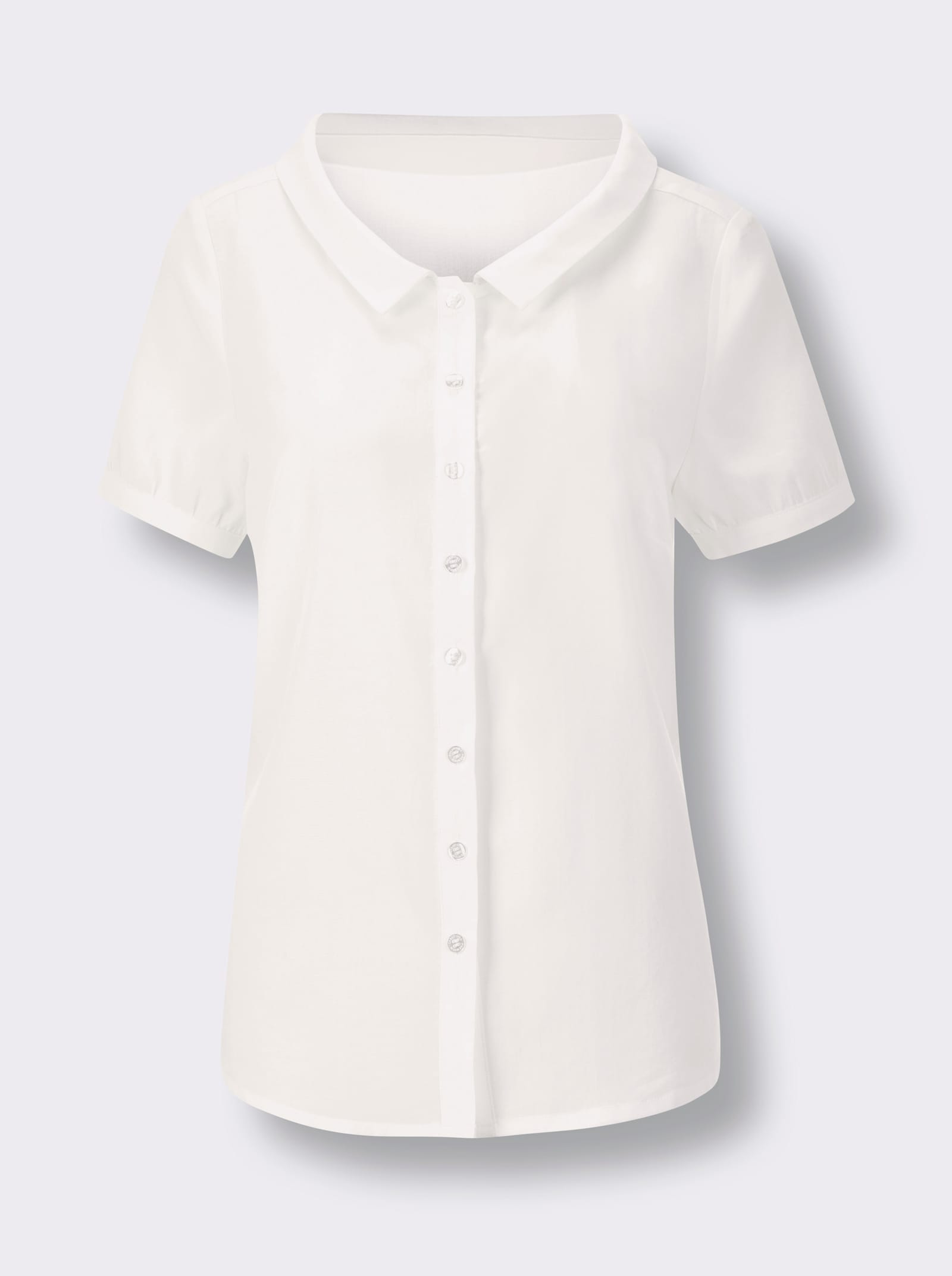 CREATION L PREMIUM Chemisier à manches courtes à large col chemisier - blanc
