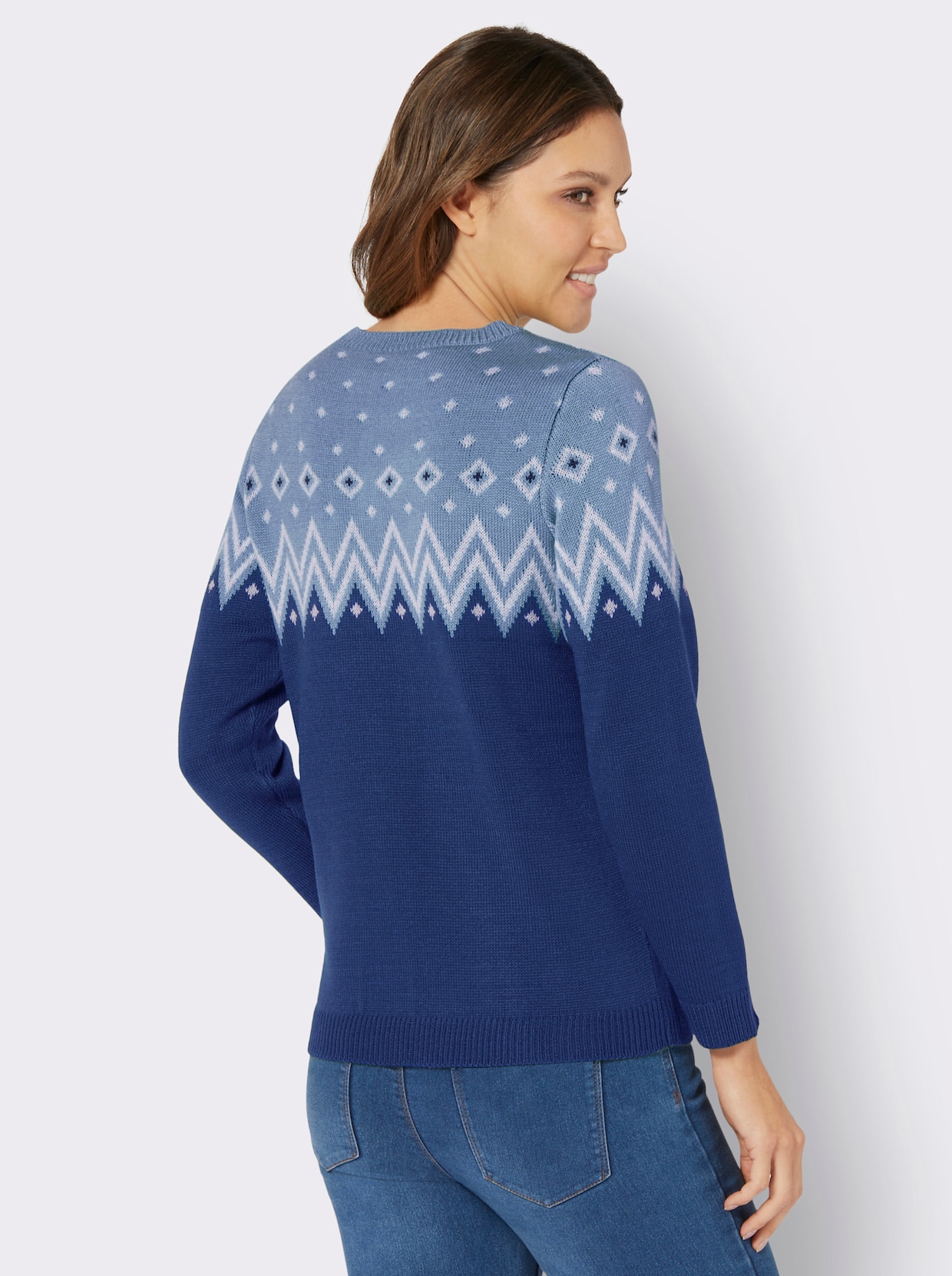 Norwegerpullover - royalblau-bleu-gemustert