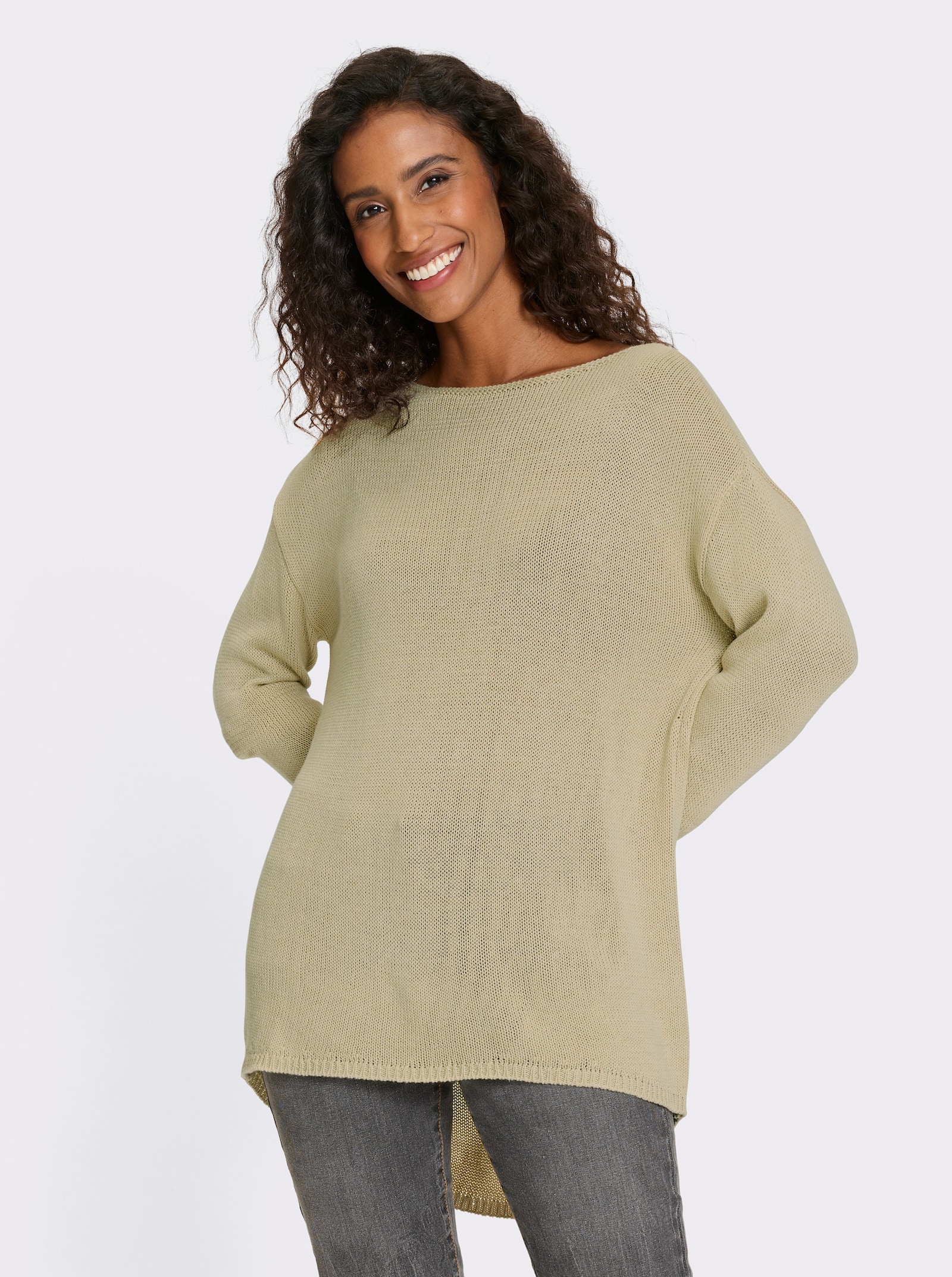 heine Pullover mit U-Boot-Ausschnitt - sand-meliert
