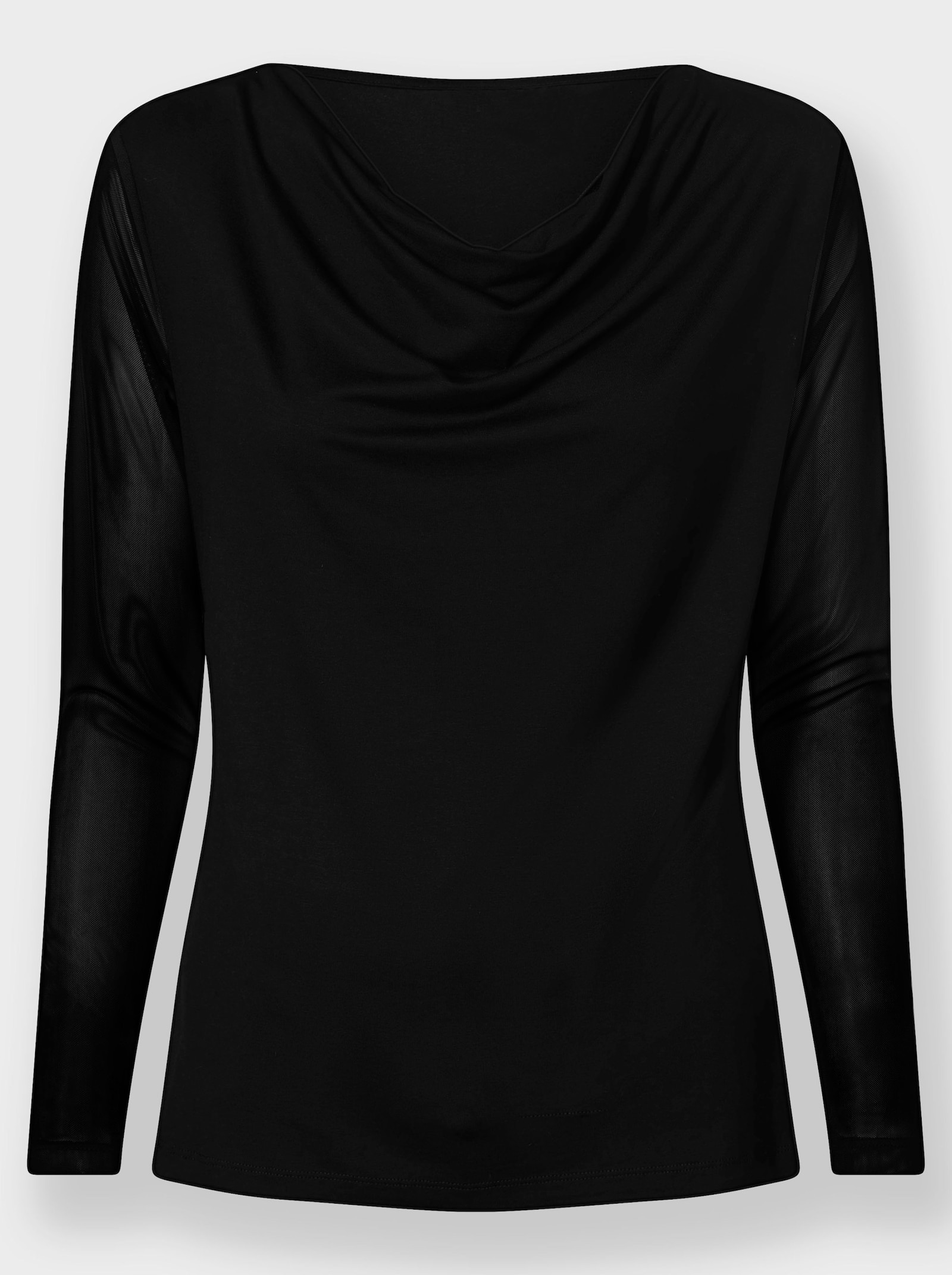heine Wasserfallshirt mit transparenten Ärmeln - schwarz
