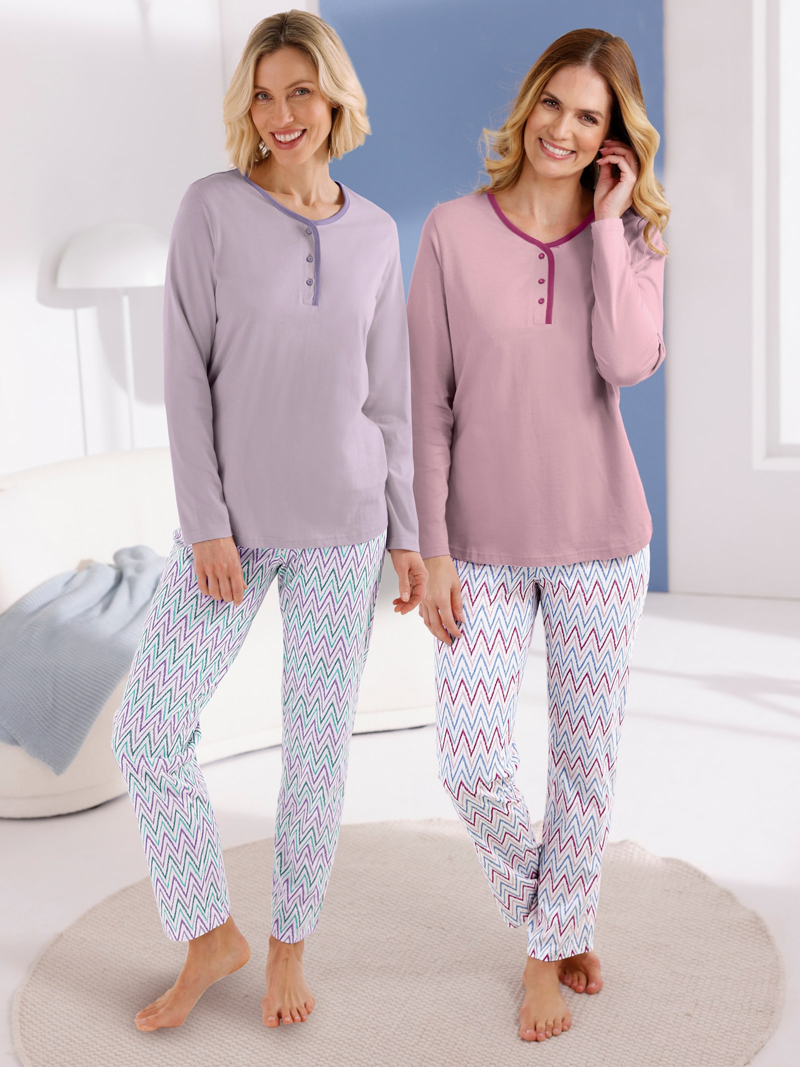 wäschepur Pyjama's met bedrukte broek - roze + lila