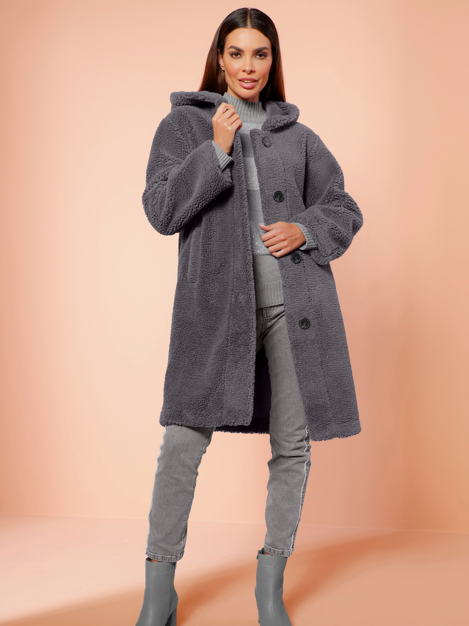 heine 5-pocketjeans met galonstrepen - grey denim