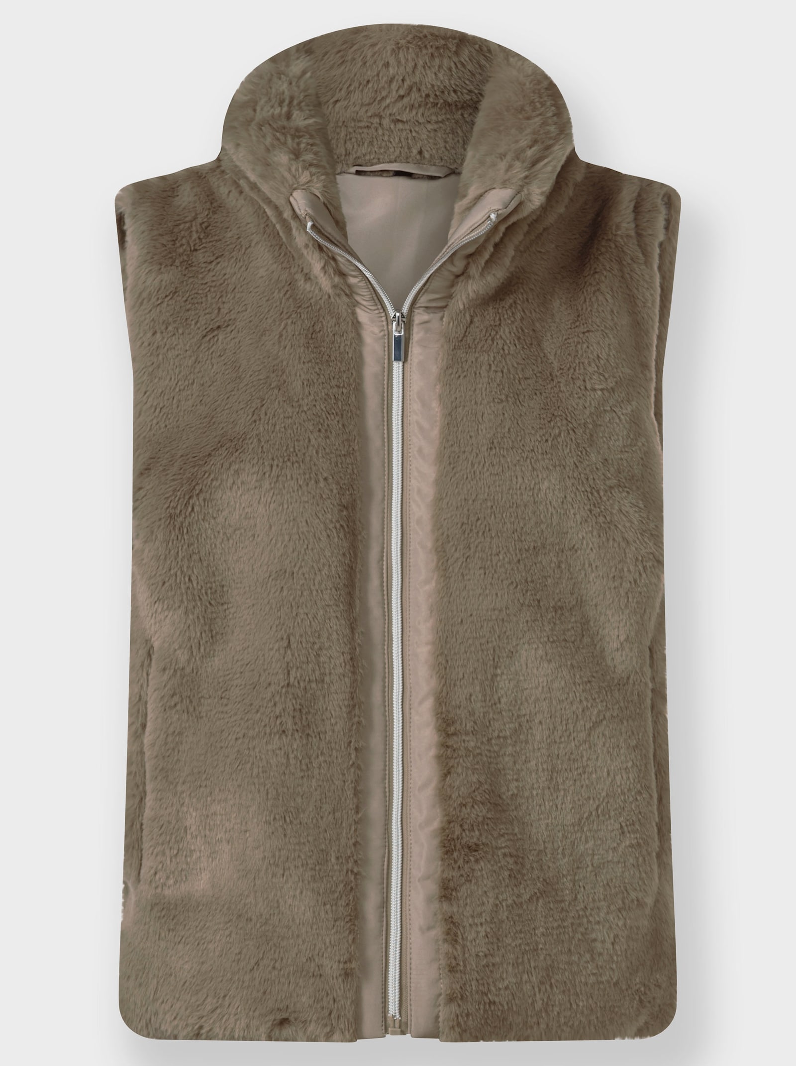 Fellimitatweste in kürzerer Form - schlamm