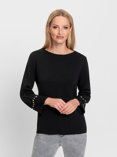 heine 3/4 Arm-Pullover mit Steinchenverzierung - schwarz