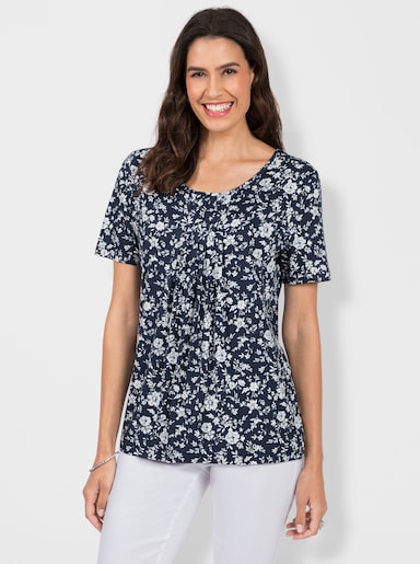 Tunikashirt mit Blümchen-Druck - marine-bedruckt