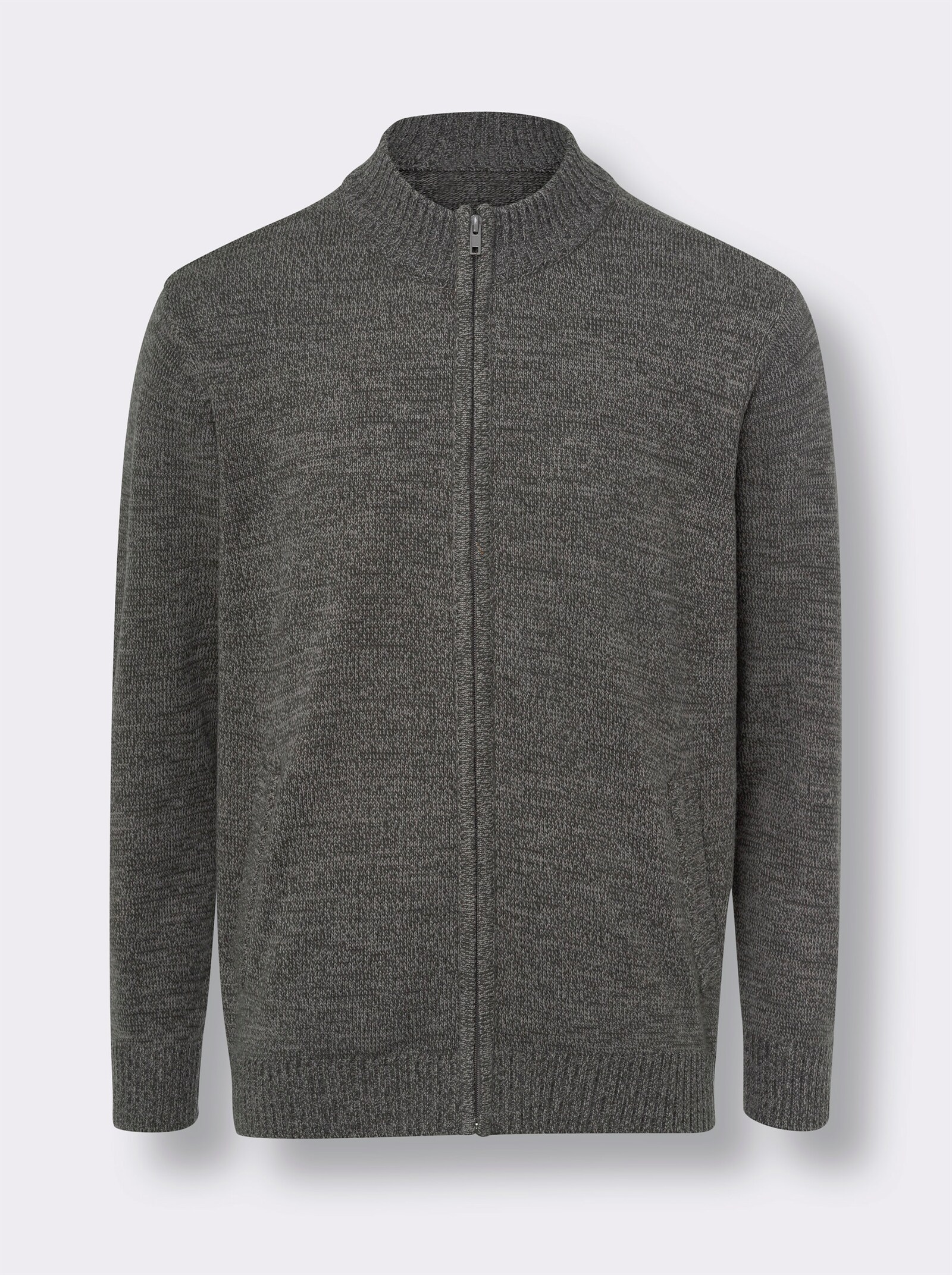 Vest van gemêleerd tricot - grijs gemêleerd