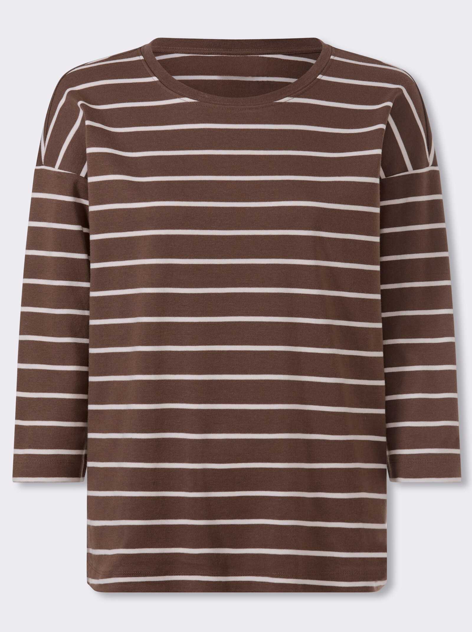 heine Ringelshirt mit 3/4-Arm - schoko-hellrosé-geringelt